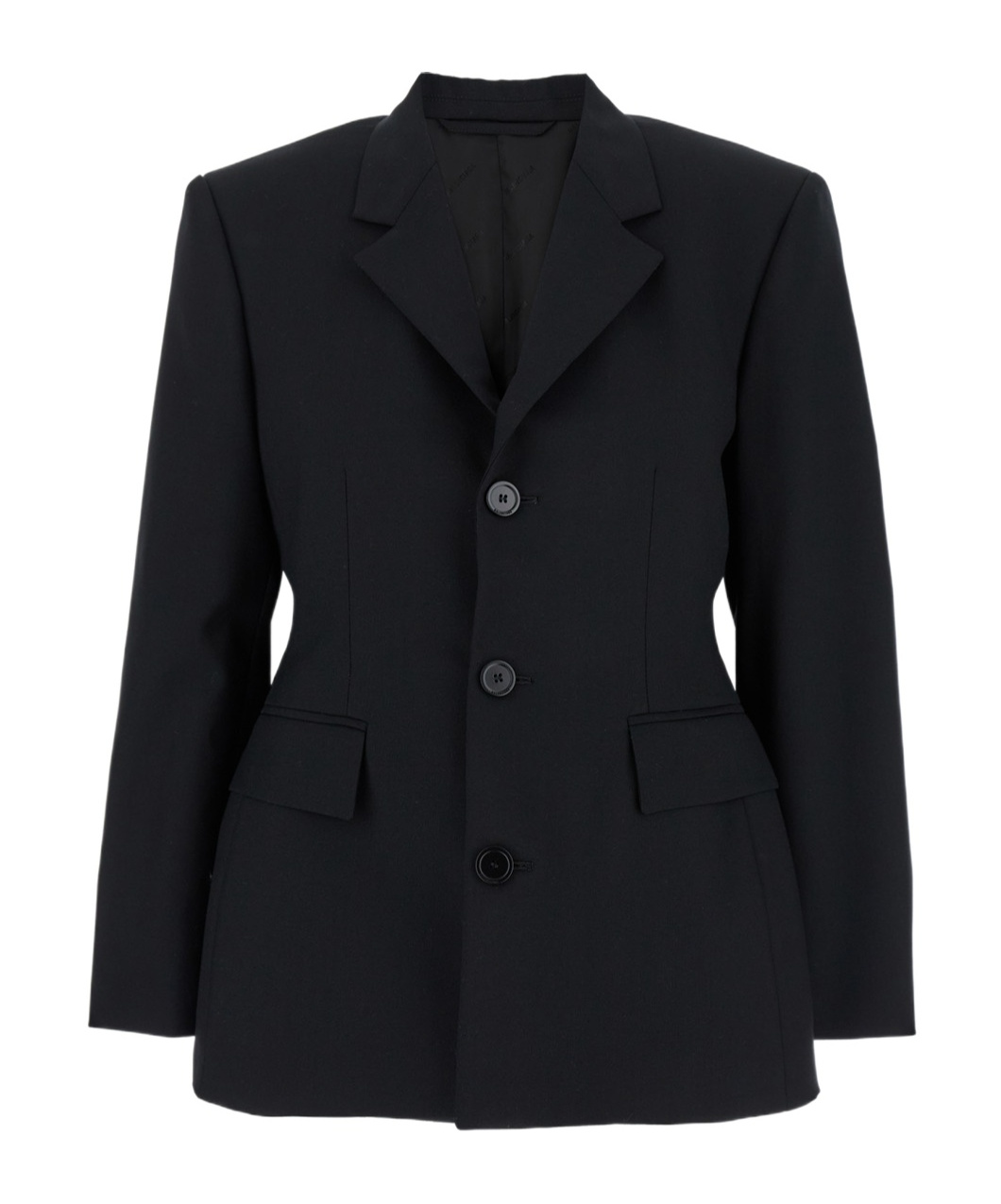 Balenciaga Hourglass Black Single-breasted Jacket With Notched Revers In Wool Woman In Black