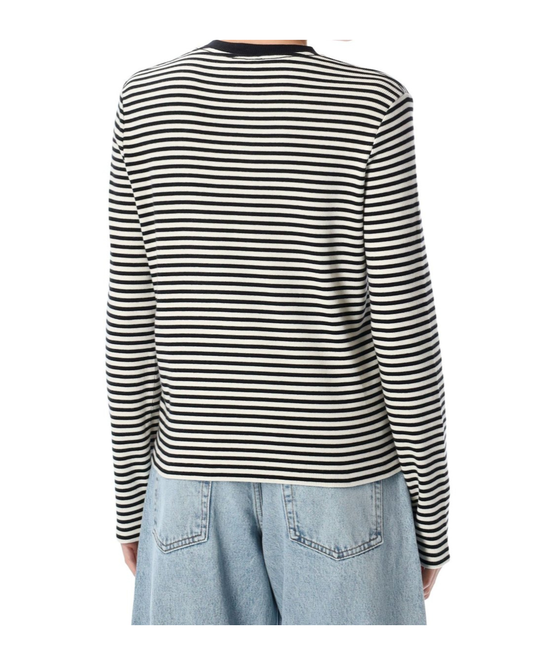 Shop Anine Bing Crew Neck Long Sleeve T-shirt