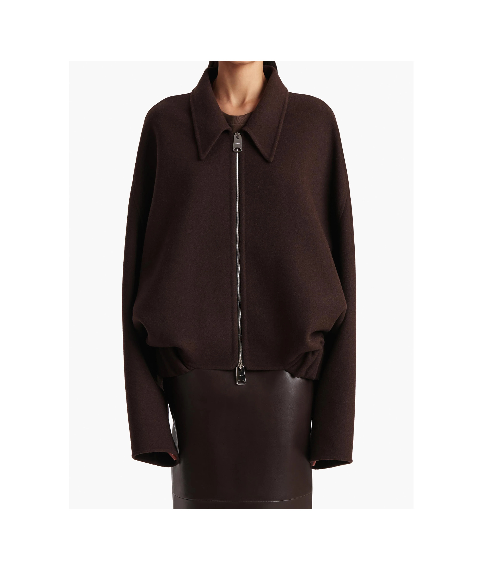 Khaite Odin Zipped-wool Jacket In Brown