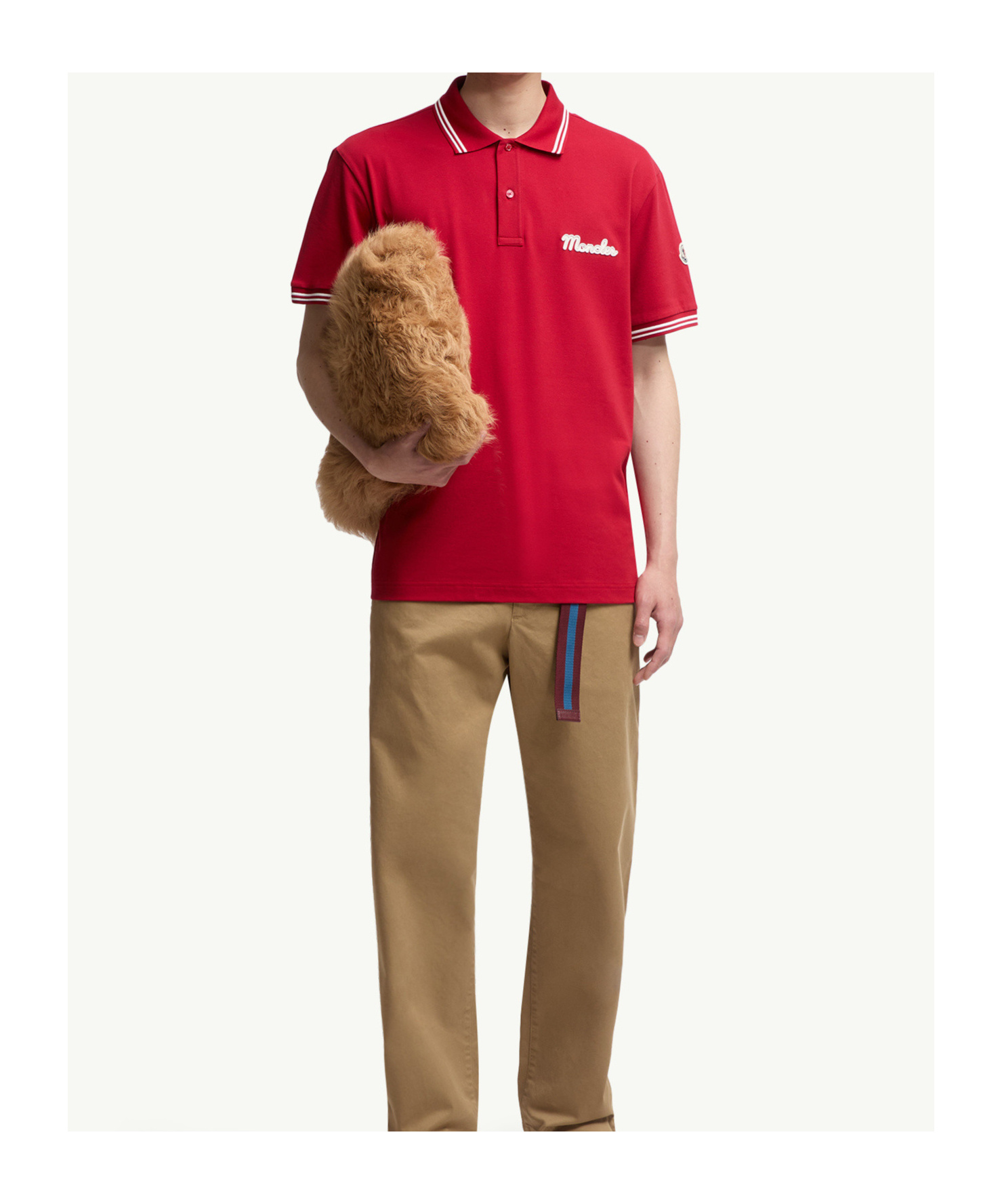 Moncler Lapel Short Sleeve Polo Shirt In Red