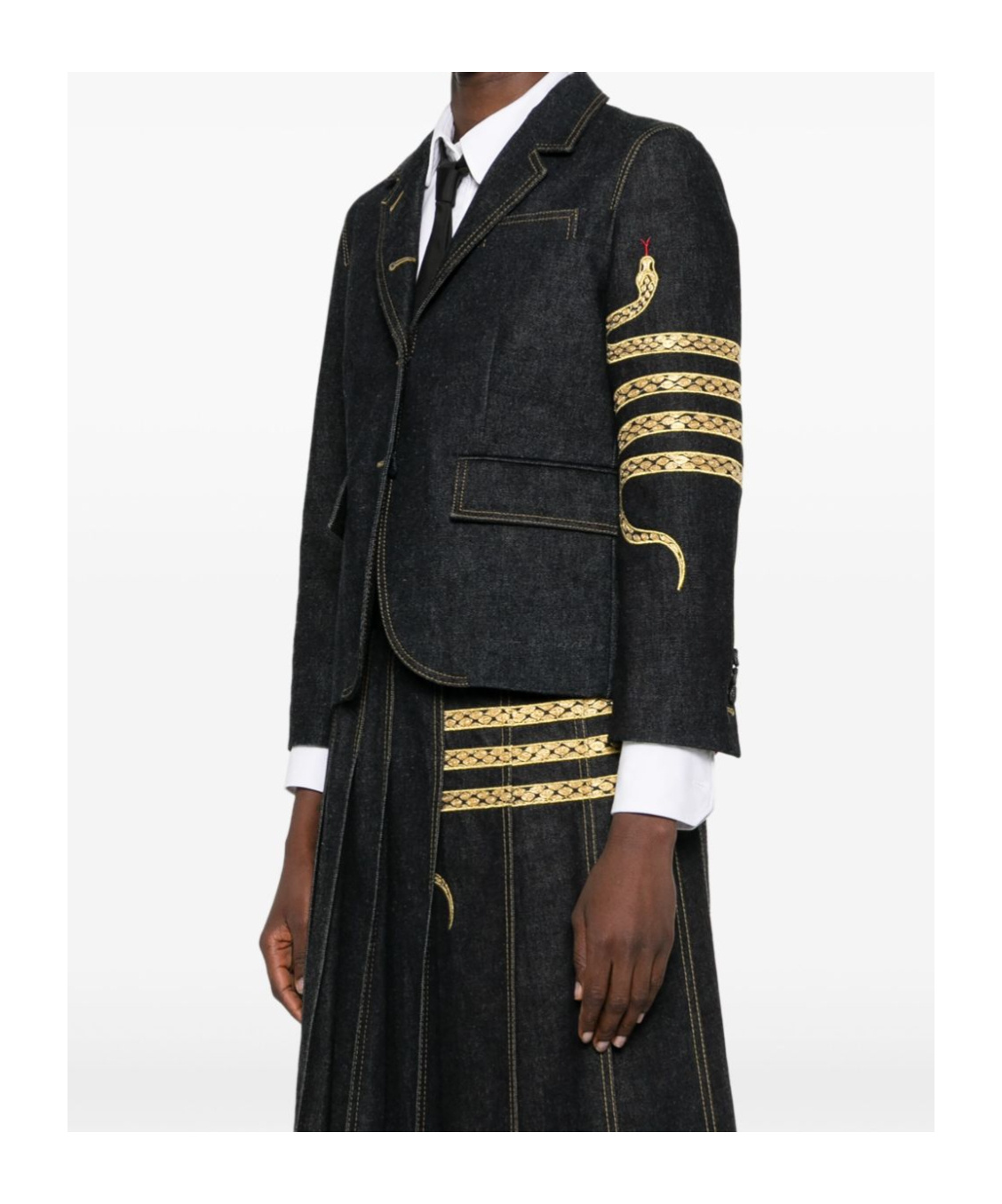 Thom Browne Jeansblazer Mit Schlangenmotiv In Black