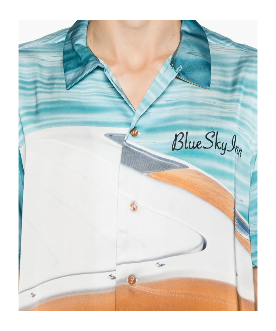 Blue Sky Inn Boat-print Satin Shirt