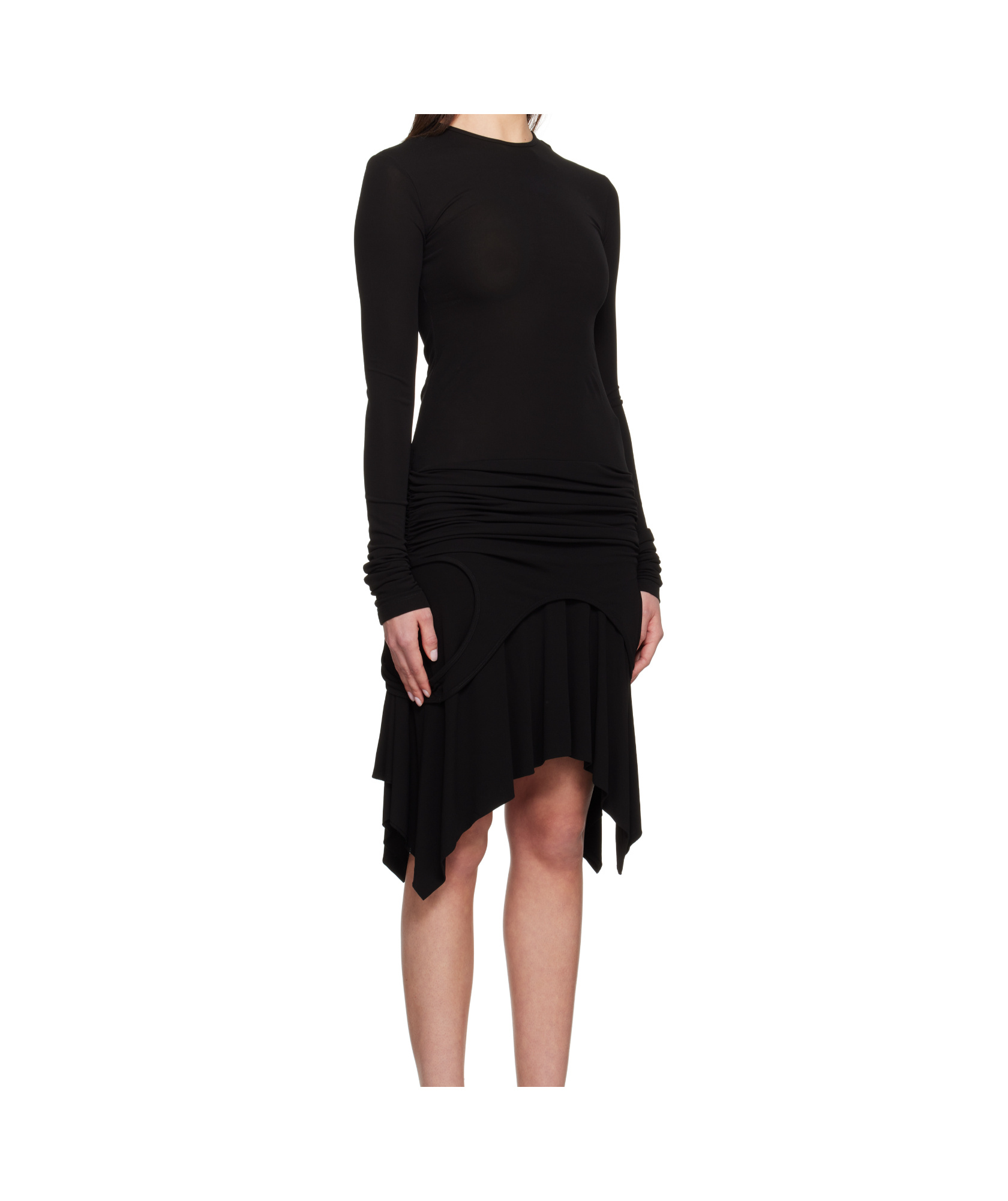 Acne Studios Black Long Sleeve Midi Dress In Black
