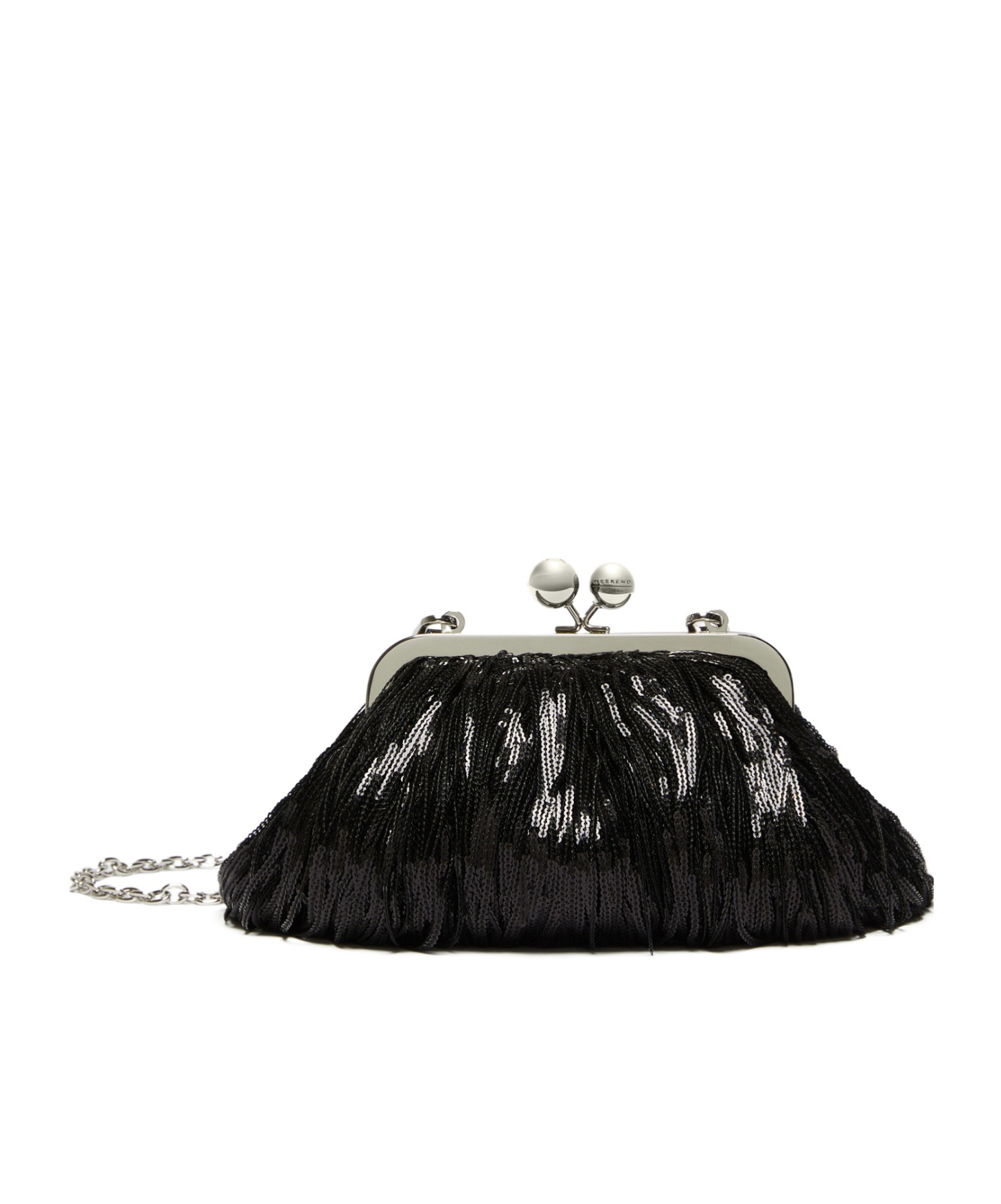 Weekend Max Mara Pasticcino Trumpet Clutch With Tassel And Sequins In Black