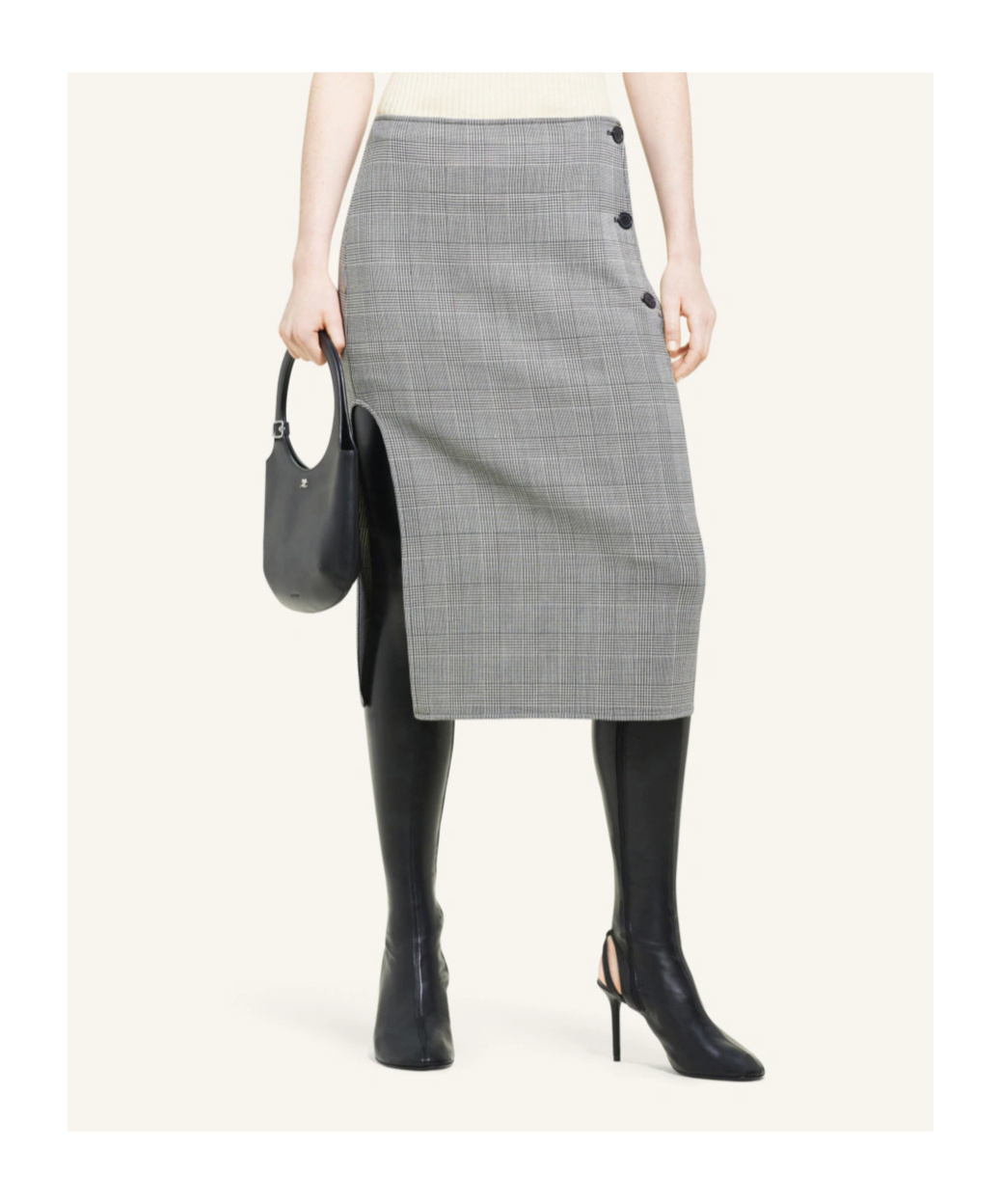 Courrèges Twill Houndstooth Skirt In Gray