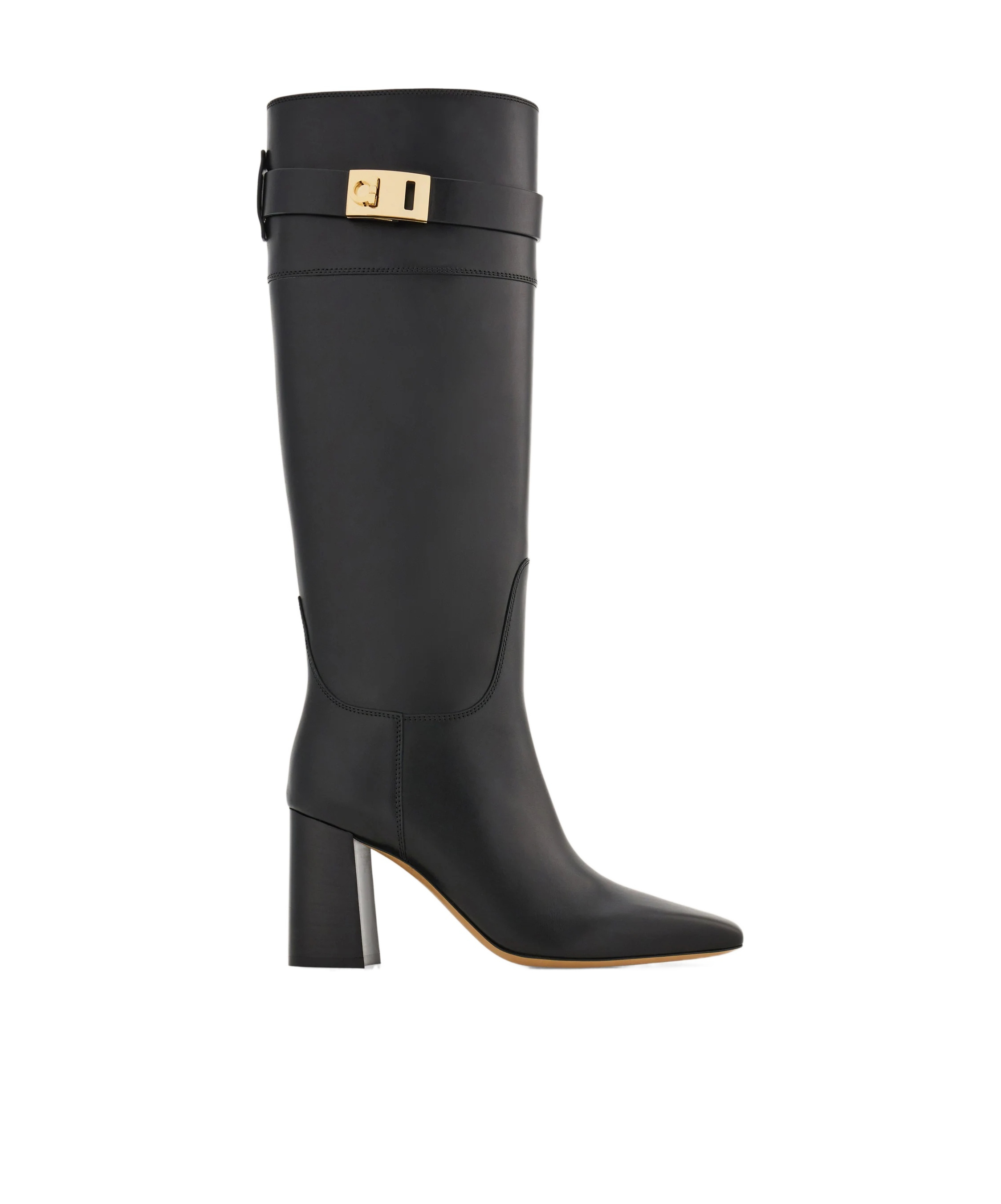 Ferragamo Hug Buckle Below-the-knee Boots In Black