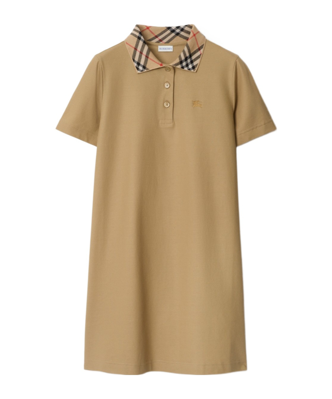 Shop Burberry Cotton Polo Shirt Dress In Flax