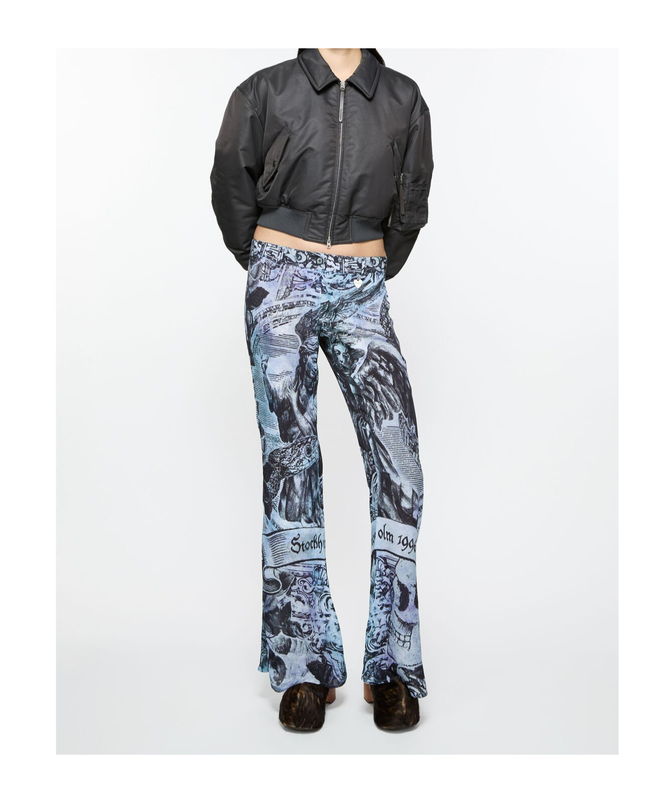 Acne Studios Printed Trousers In Blue