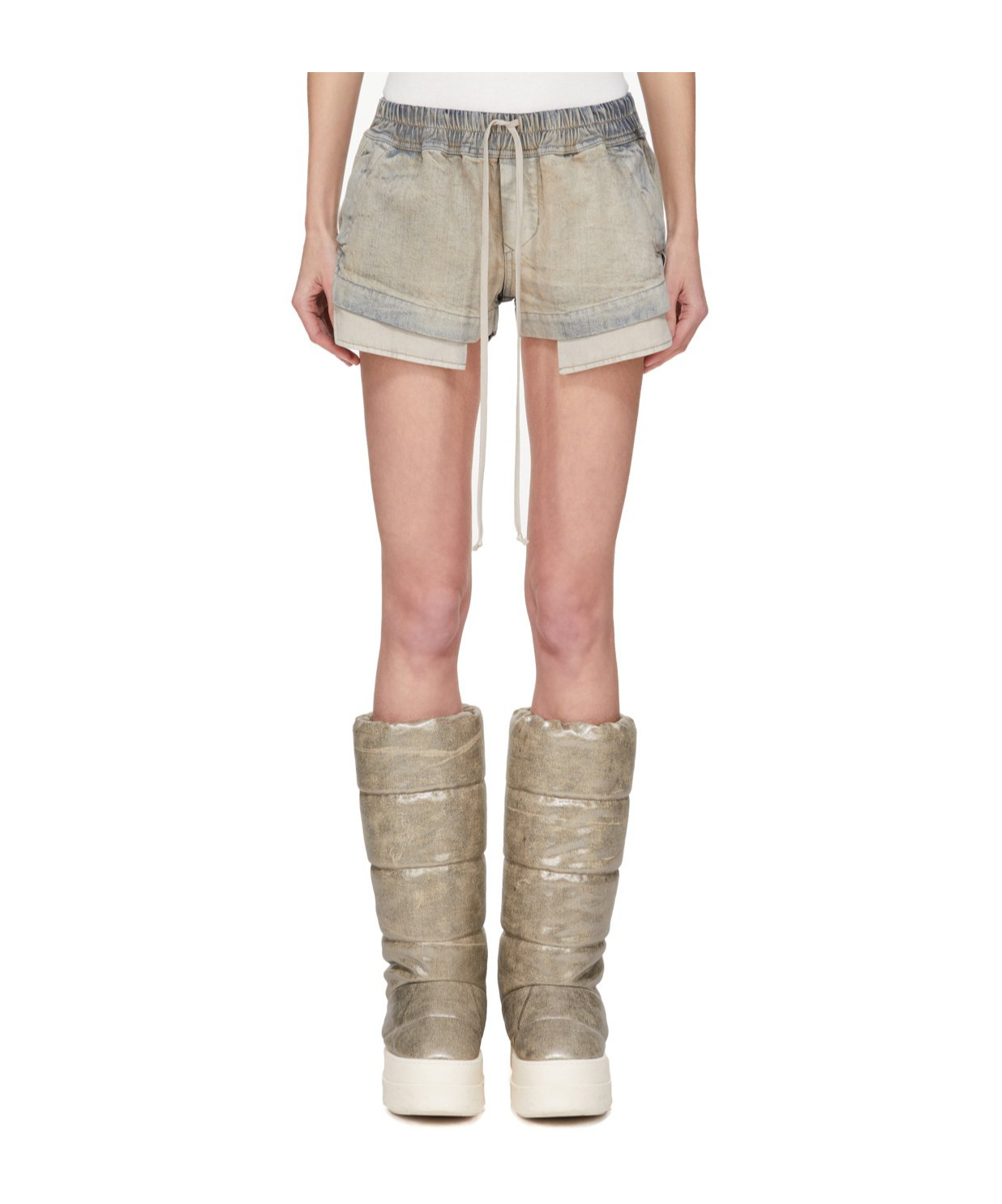 Rick Owens Drkshdw Drkshdw Fw25 Concordians Fog Denim Boxer Shorts In Green