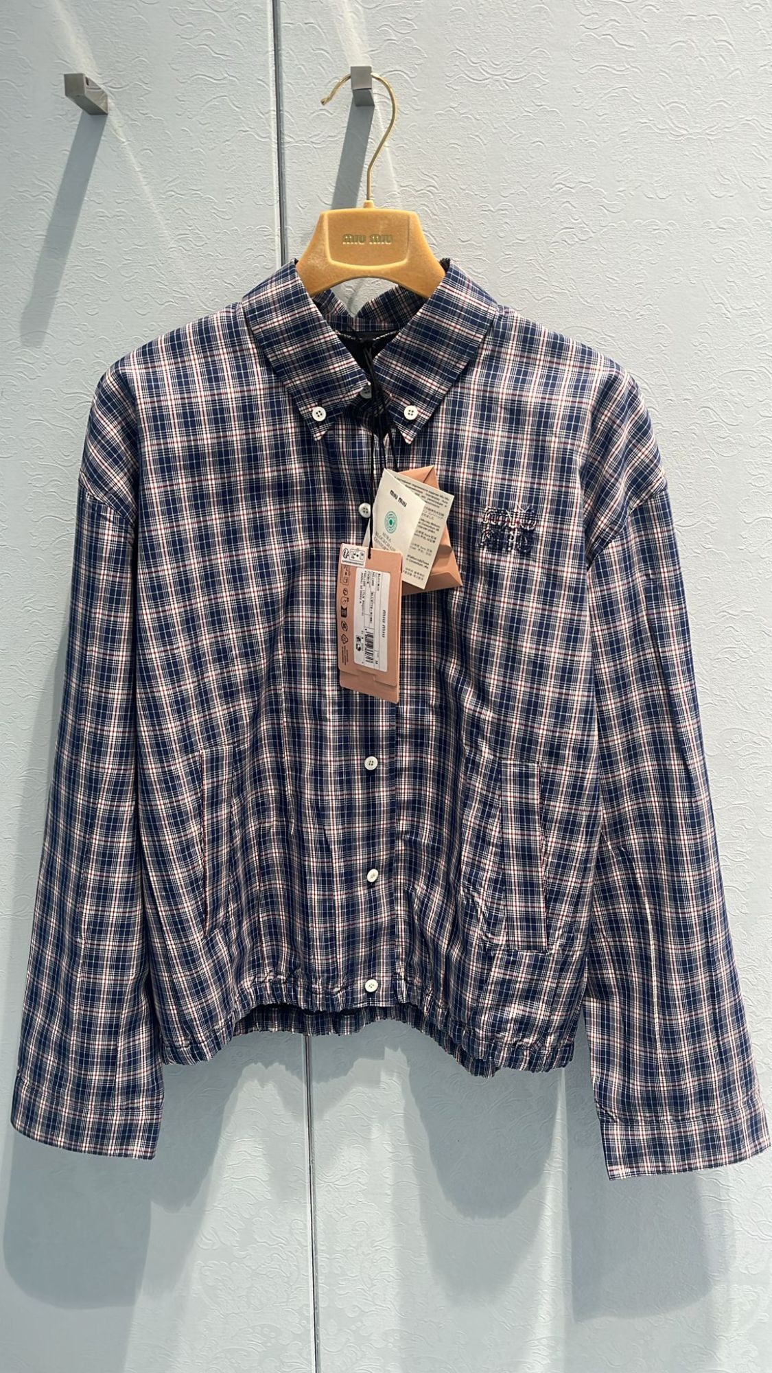Miu Miu Checked Fabric Blouson Jacket