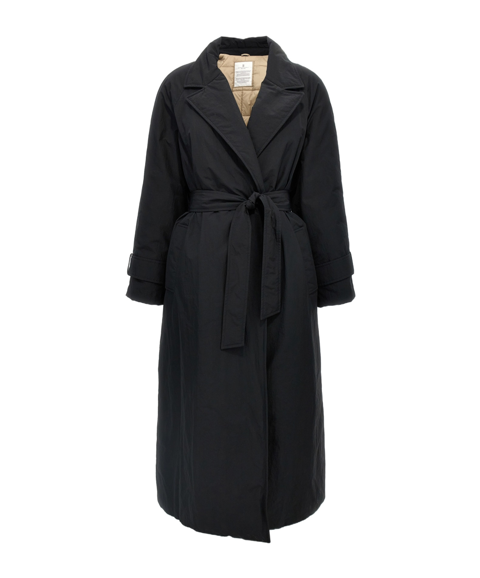 Brunello Cucinelli Padded Long Belt Down Jacket In Black