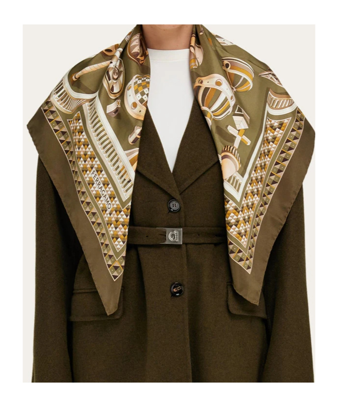 Ferragamo Seidenschal Mit Geometrischem Print In Green