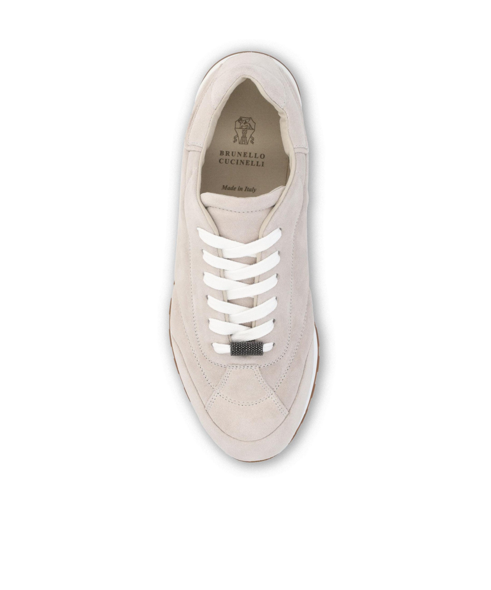 Brunello Cucinelli Suede Slim Runner Sneakers In Nude