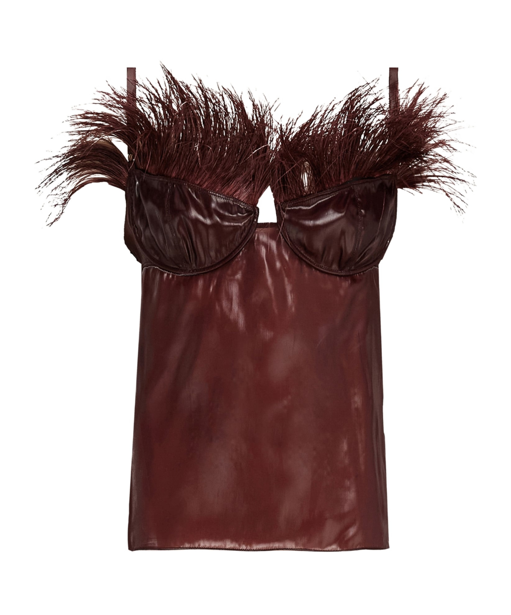 Ferragamo Feather-detailed Organza Camisole Top In Red