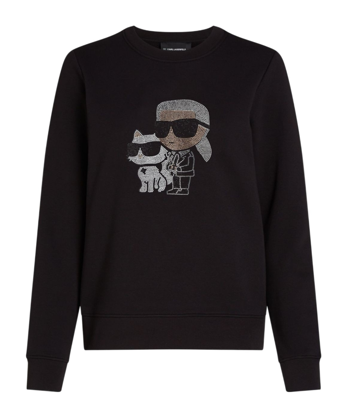 Shop Karl Lagerfeld Ikon Choupette Rhinestone Sweatshirt In Black