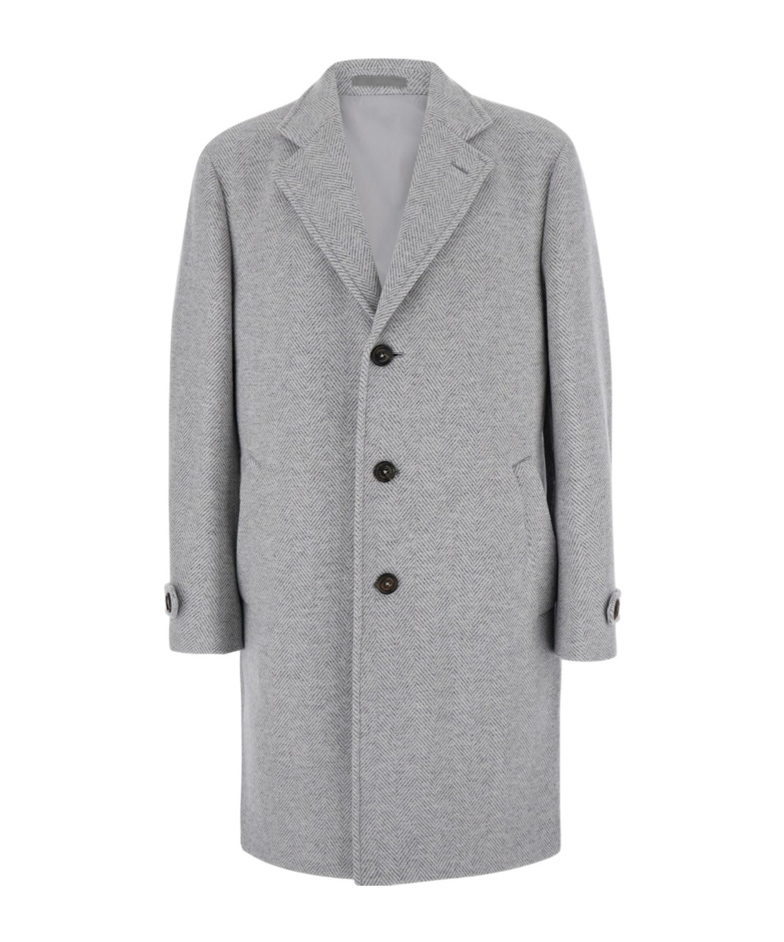 Eleventy Grey Coat With Notched Revers And Herringbone Motif In Wool Blend Man In Gray