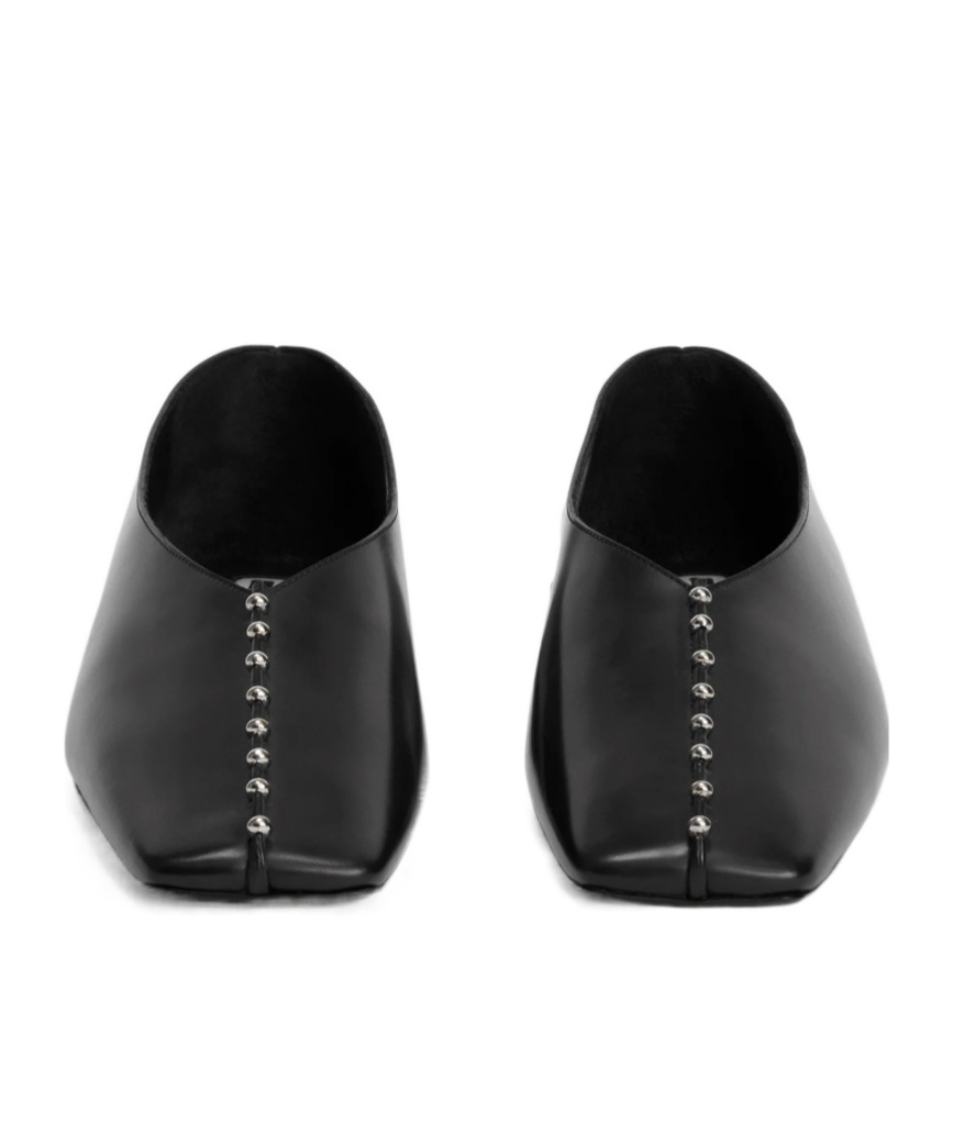 Jil Sander Studded Pointed-toe Flats In Black