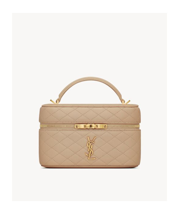 Saint Laurent Zip Opening And Closing Cosmetic Bag In Nude