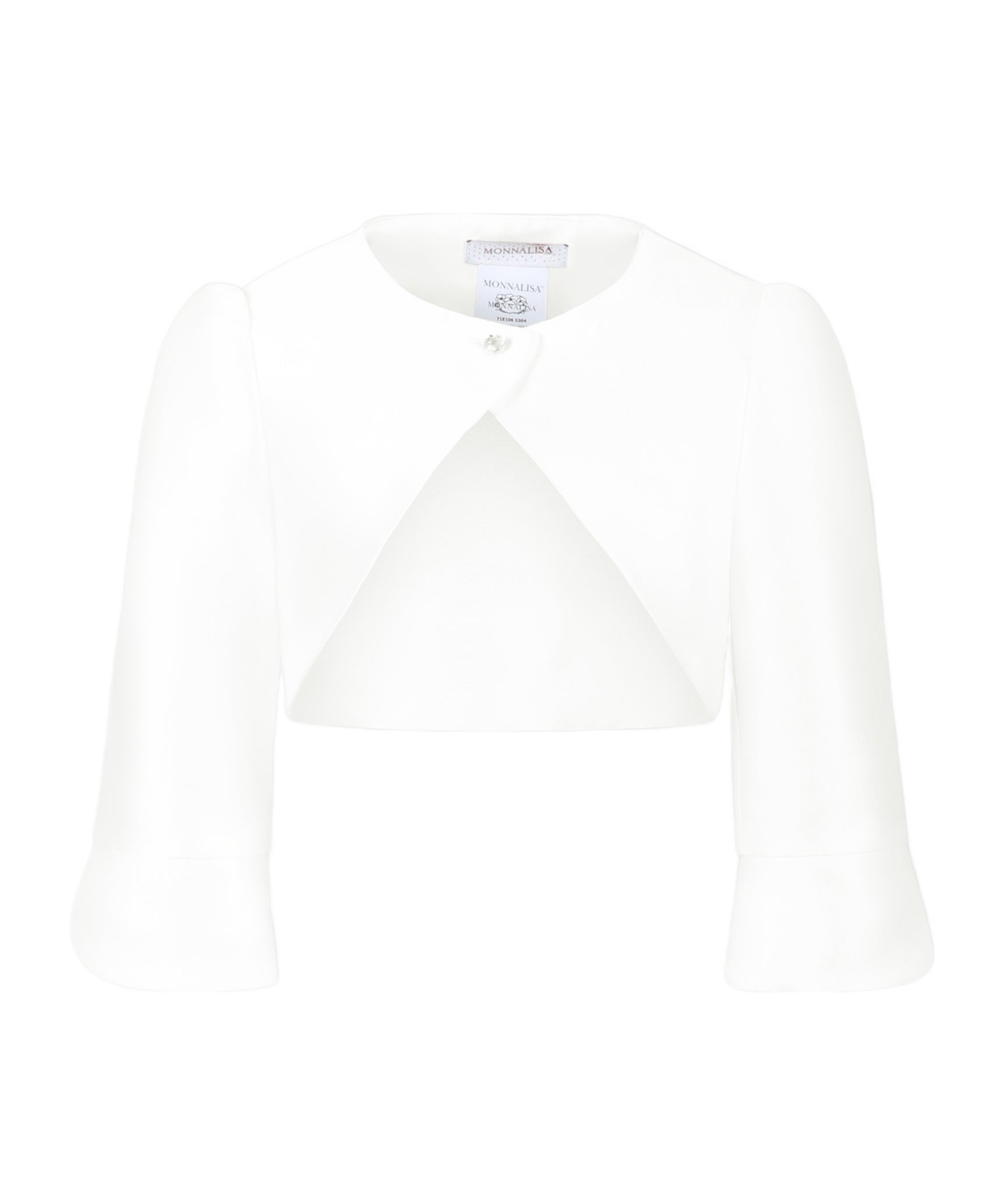 Monnalisa Round Collar Short Jacket In White