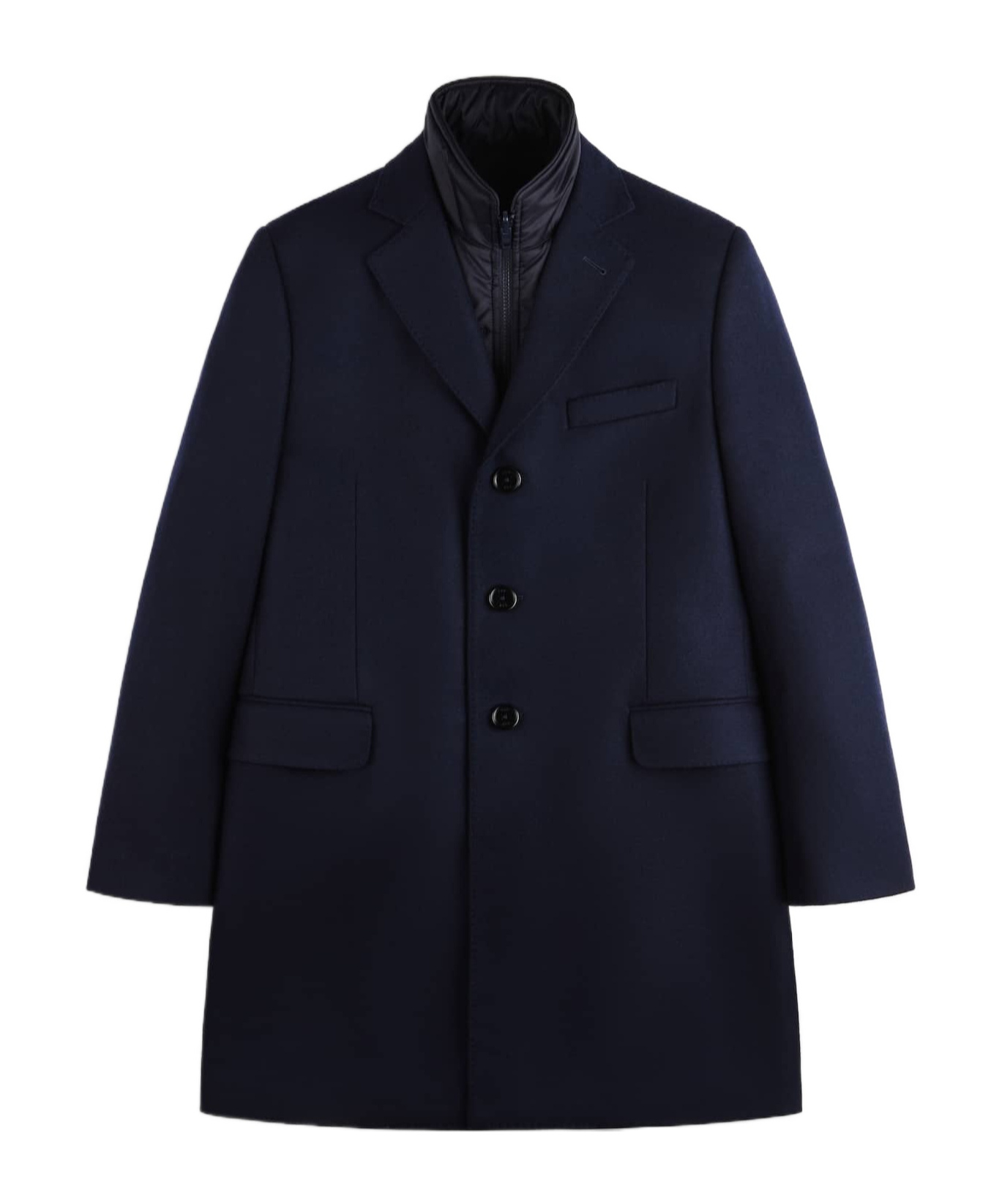 Fay Long-sleeved Single-breasted Coat In Black