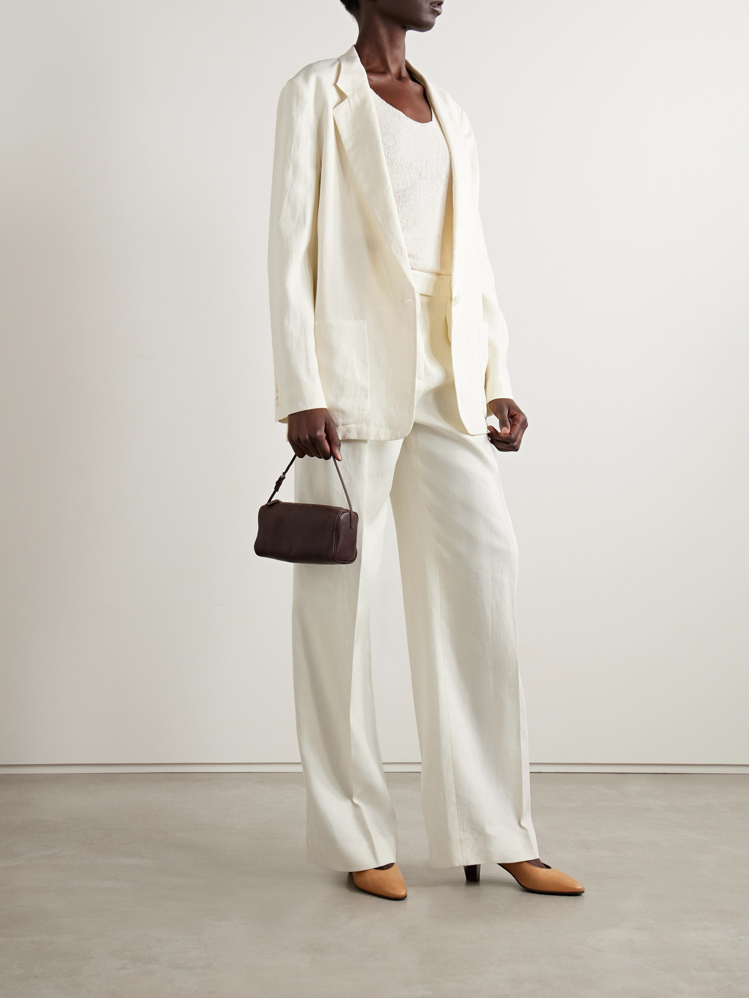 The Row Enza Linen Single-breasted Blazer In White