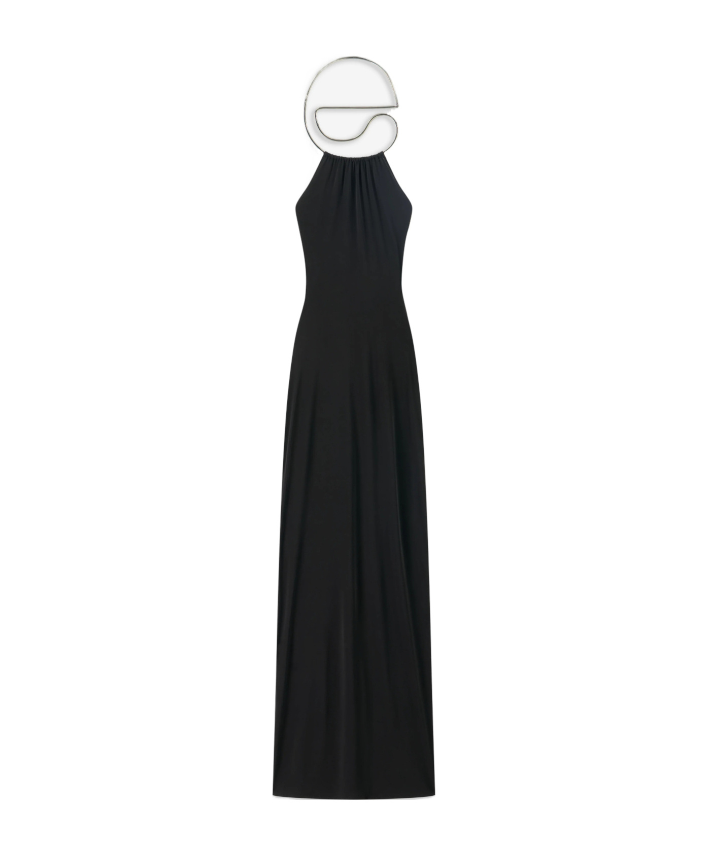Coperni Suspended Triangle Backless Column Maxi Dress In Black
