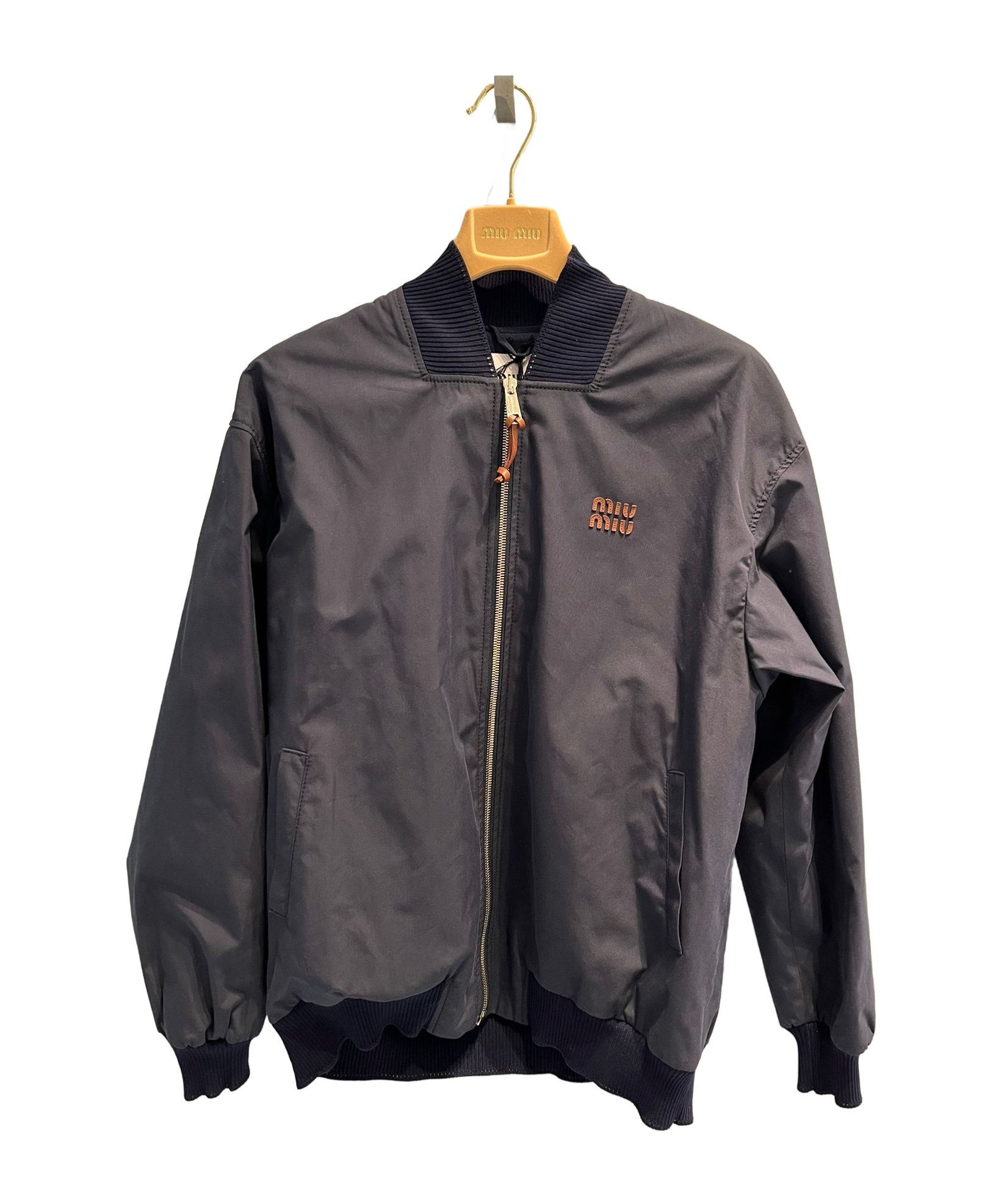 Miu Miu Bomberjacke Mit Logo-patches In Black