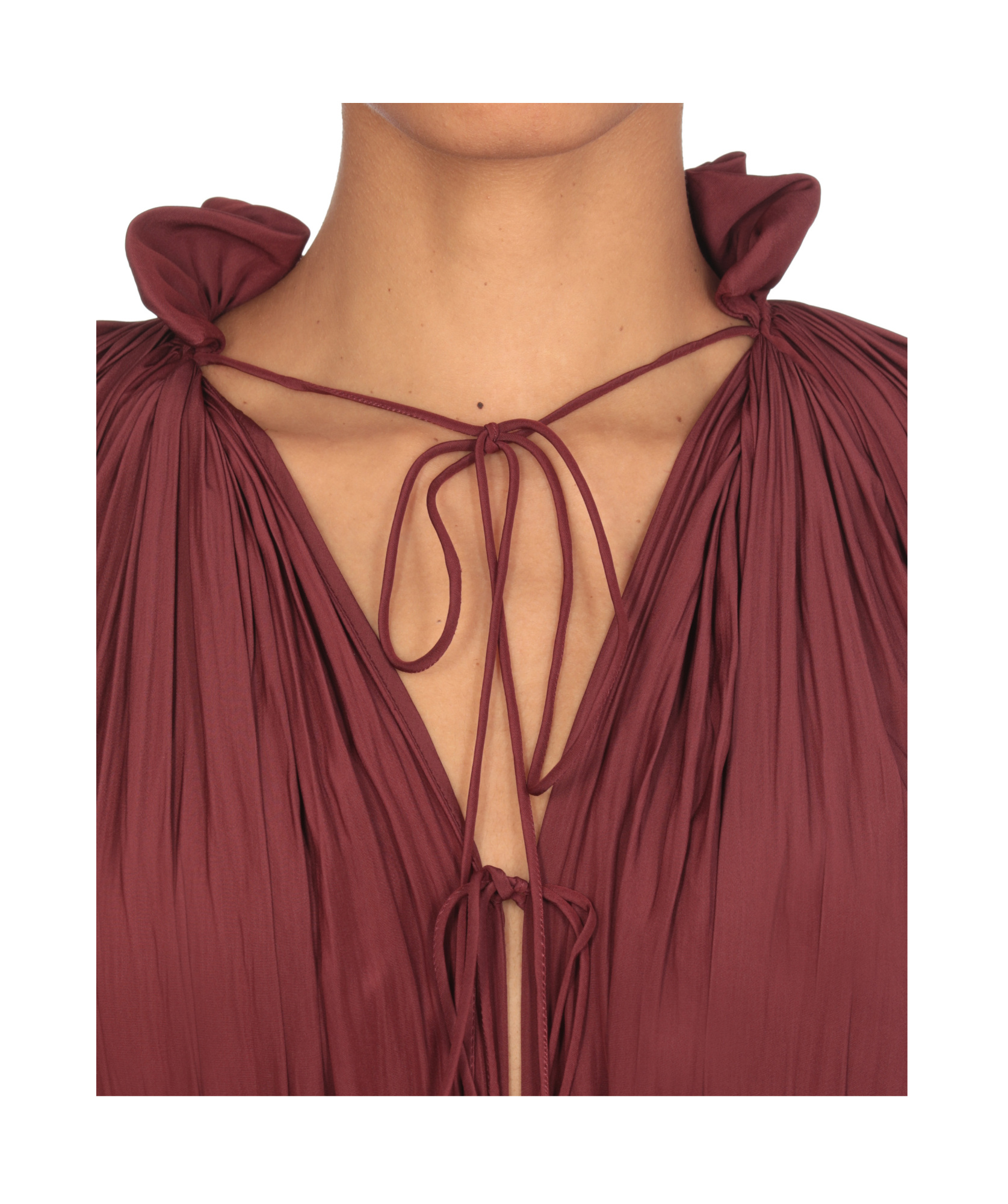 Lanvin Bordeaux Pleated Midi Dress