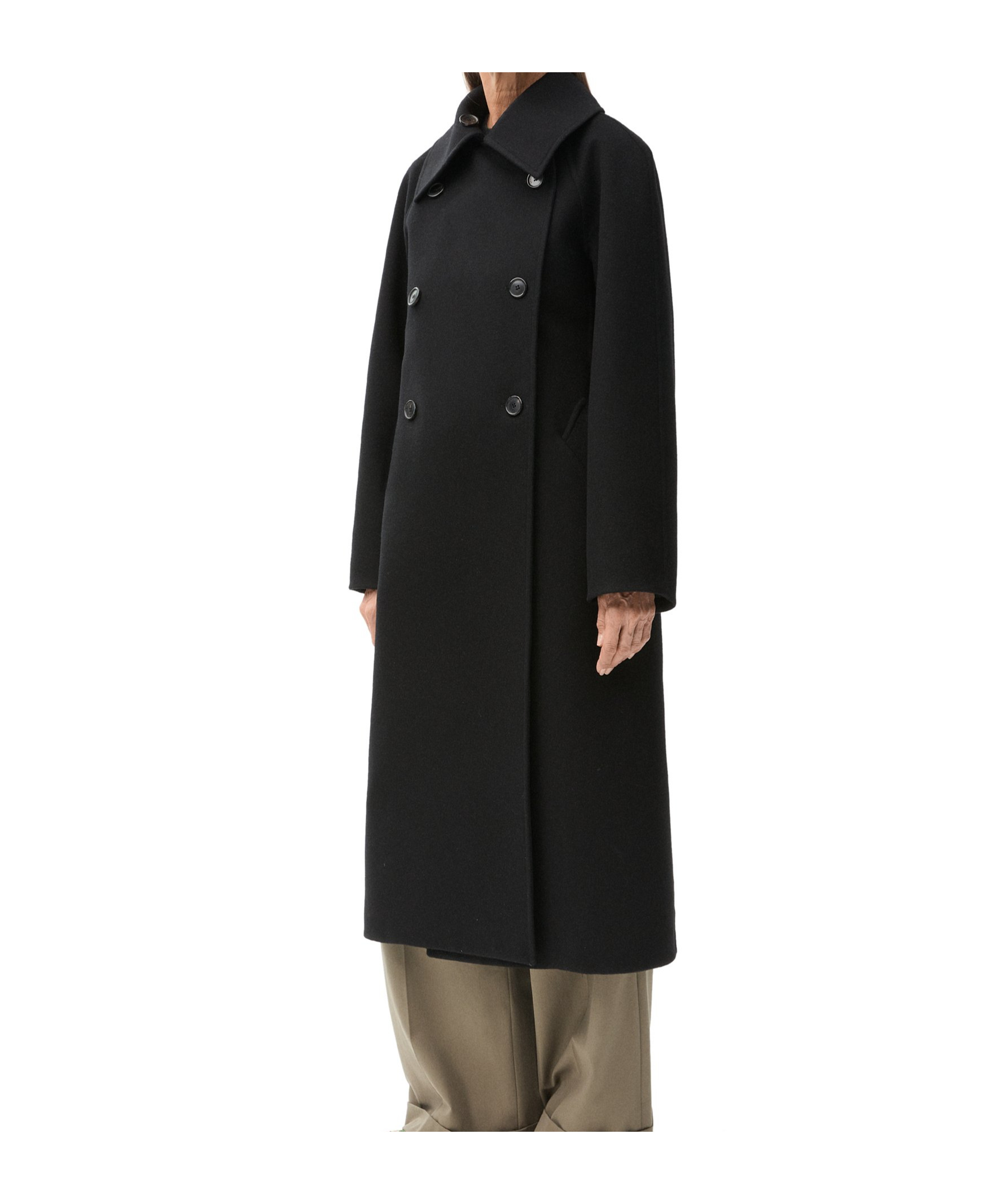 Loewe Wool-cashmere Double-breasted Coat In Black