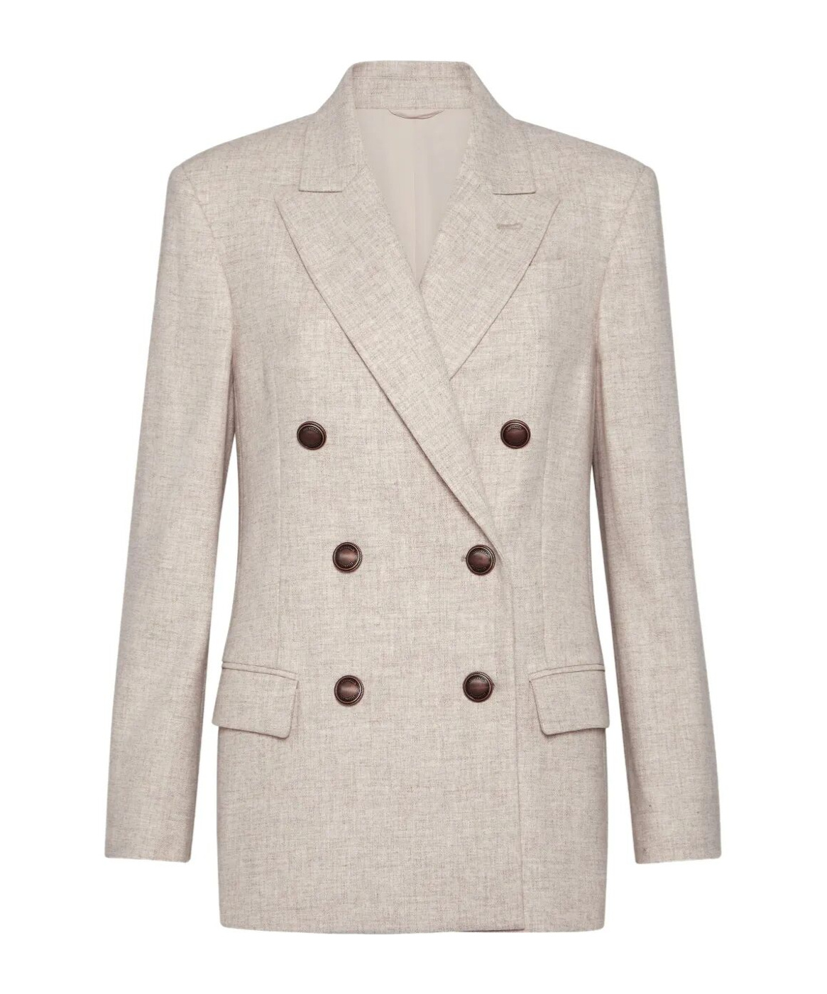 Brunello Cucinelli Beige Double-breasted Jacket In Wool And Cashmere In Neutral