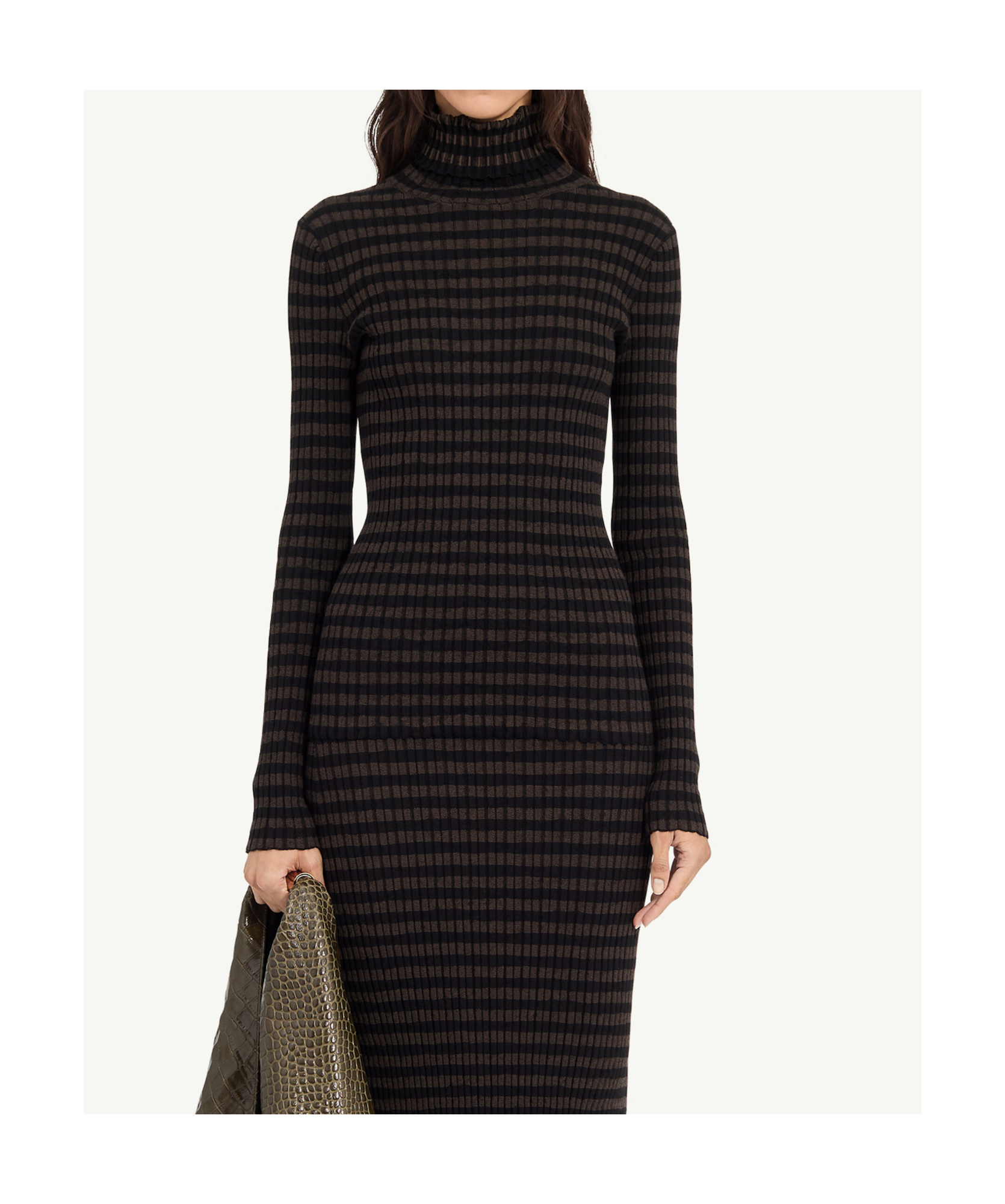 Mm6 Maison Margiela Ribbed Knit Turtleneck T-shirt In Black