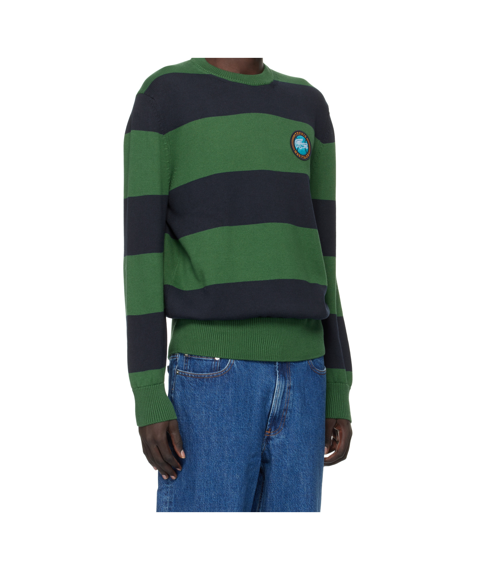 Lacoste Striped Sweater In Green