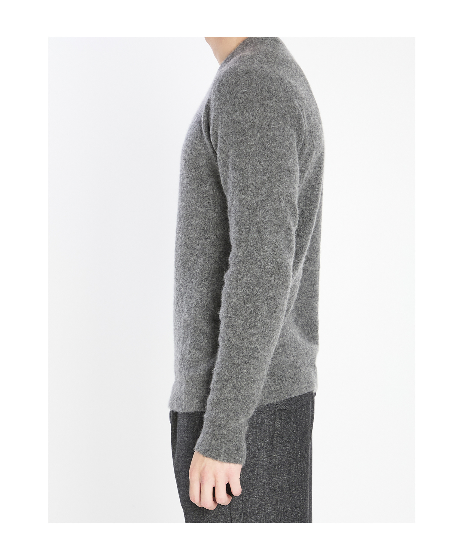 Roberto Collina Crewneck Cashmere-blend Sweater In Gray