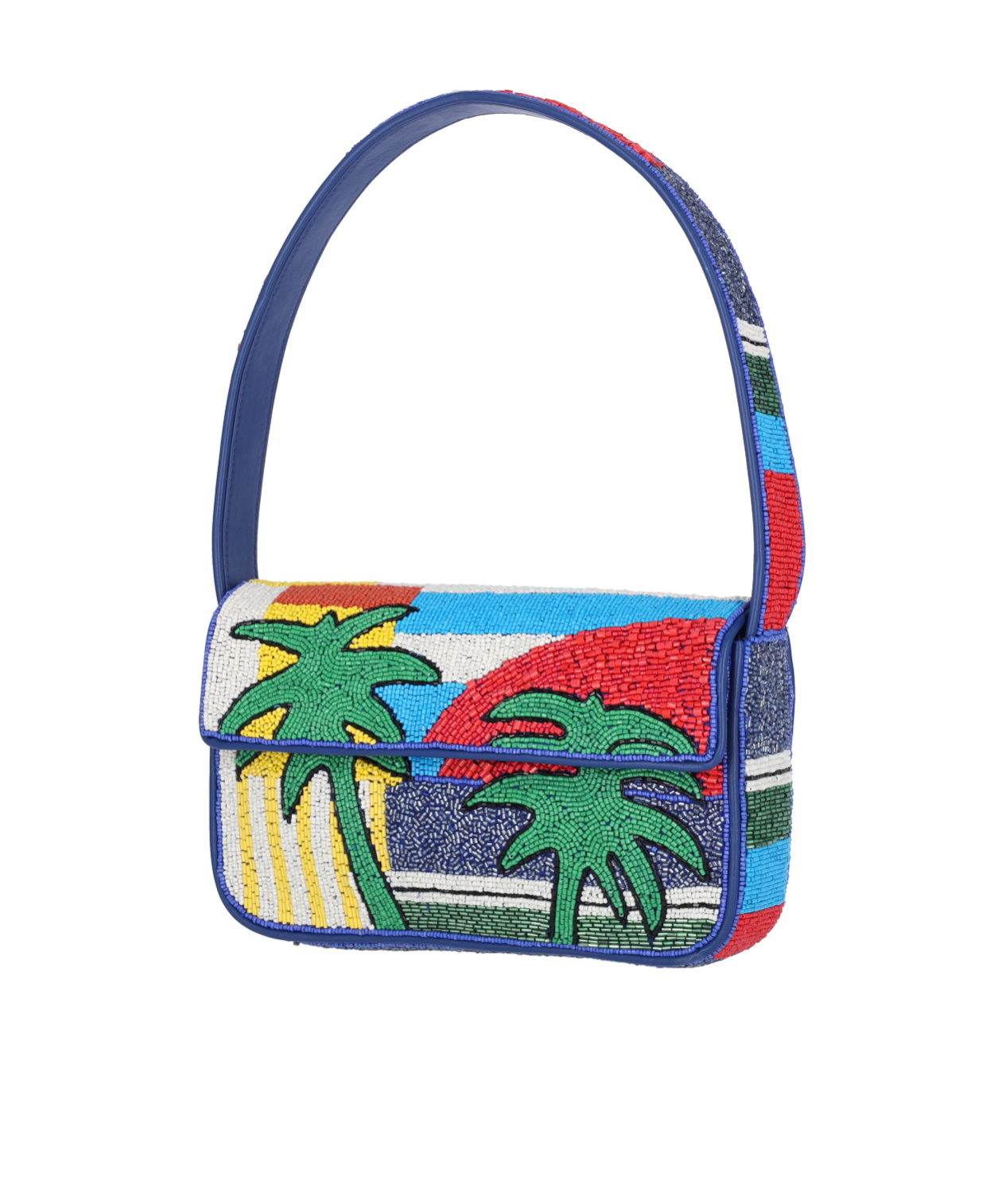 STAUD STAUD TOMMY BEAD-EMBELLISHED FOLDOVER TOP SHOULDER BAG