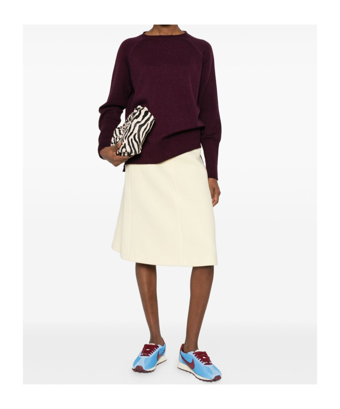Baserange Ribbed Crew Neck Sweater In Brown