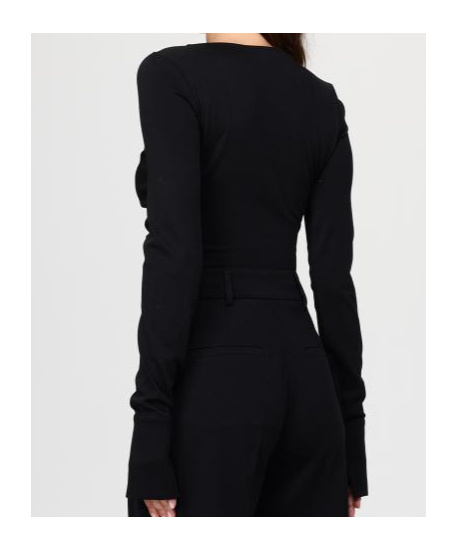 Max Mara Black Crossover Bodysuit In Stretch Jersey In Black
