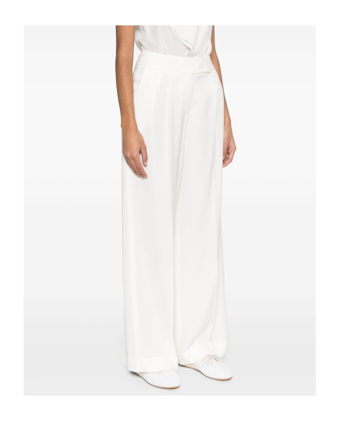 Peserico Cotton Polyester Pants In White