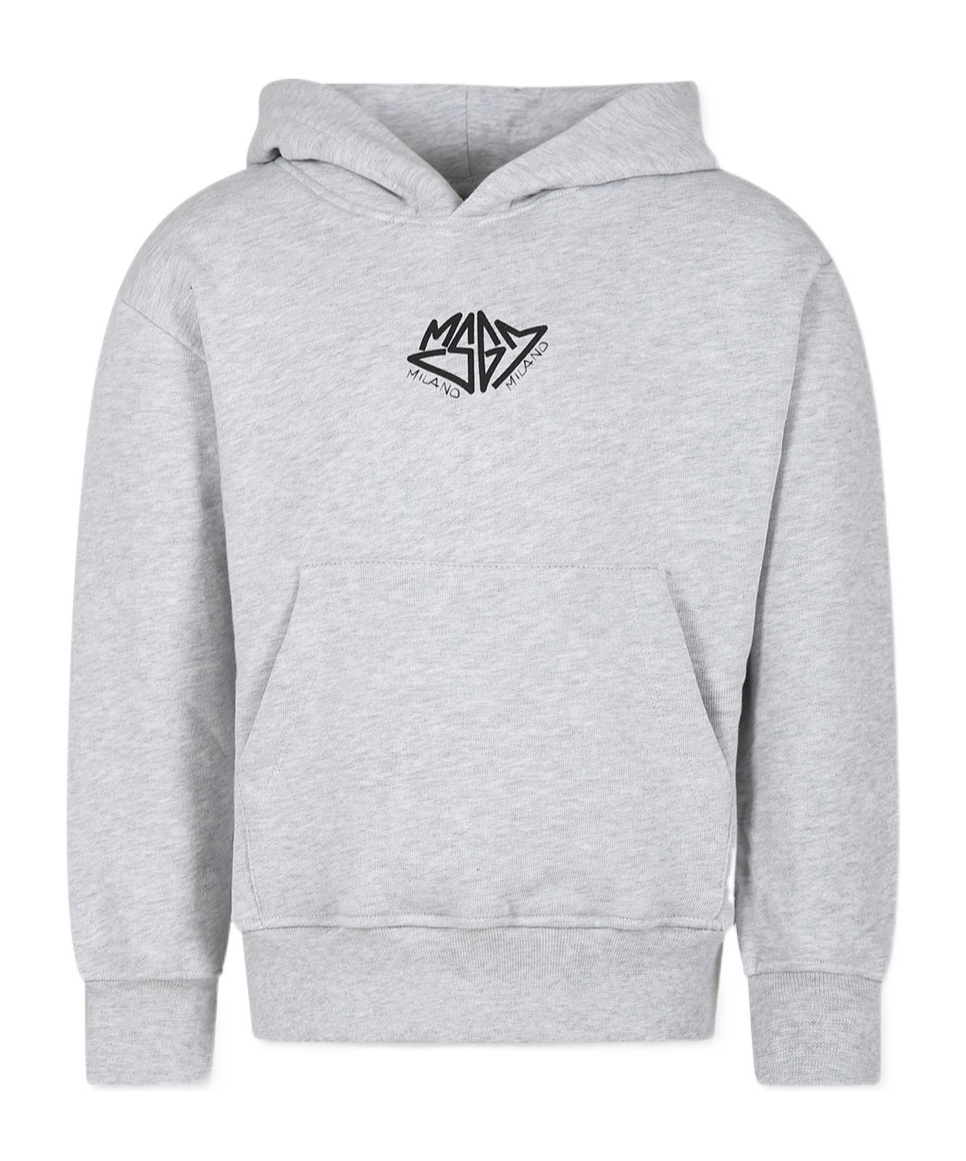 Msgm Logo-print Hoodie In Gray