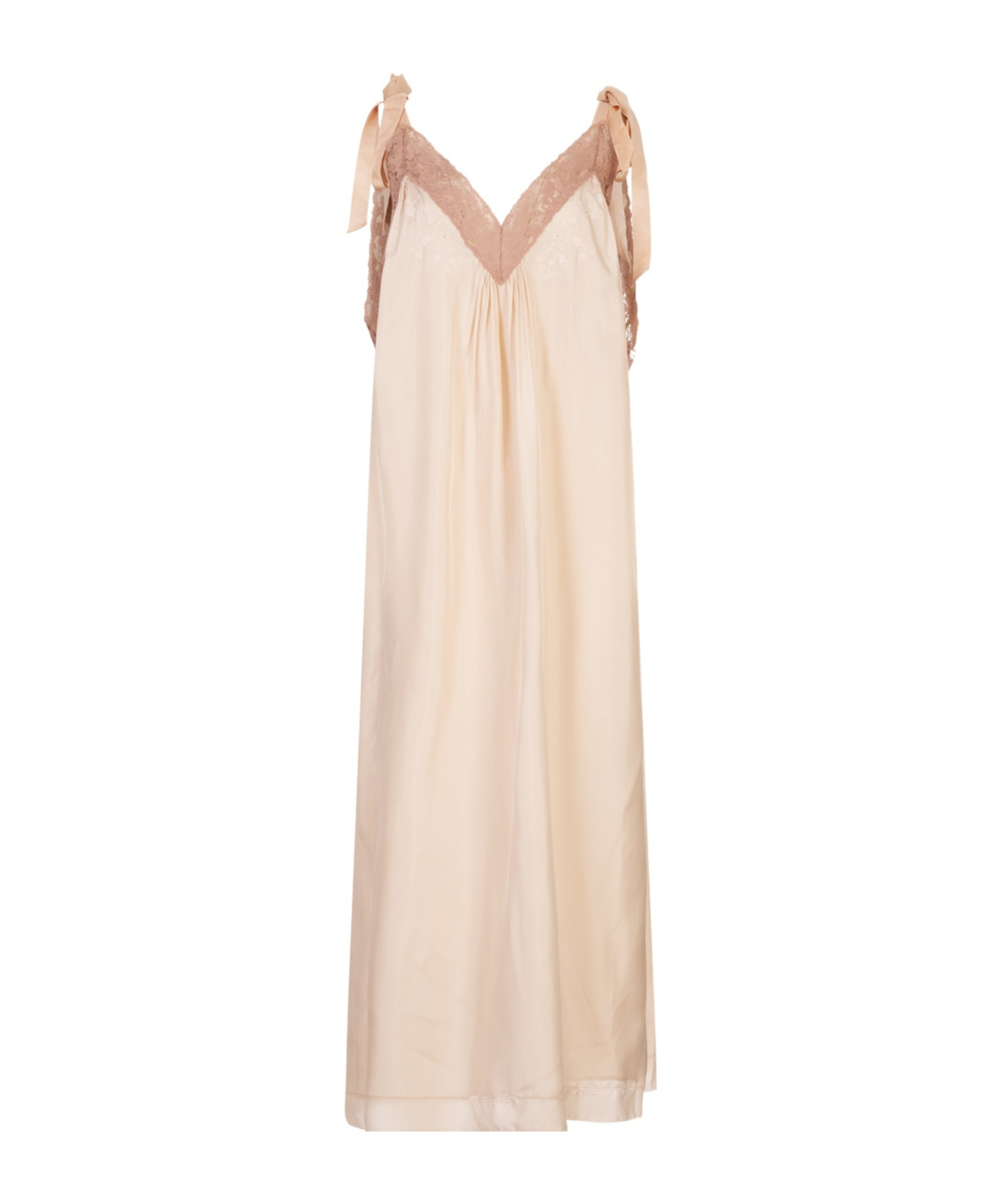 Chloé Long Lace-trim Silk Slip Dress In Pink