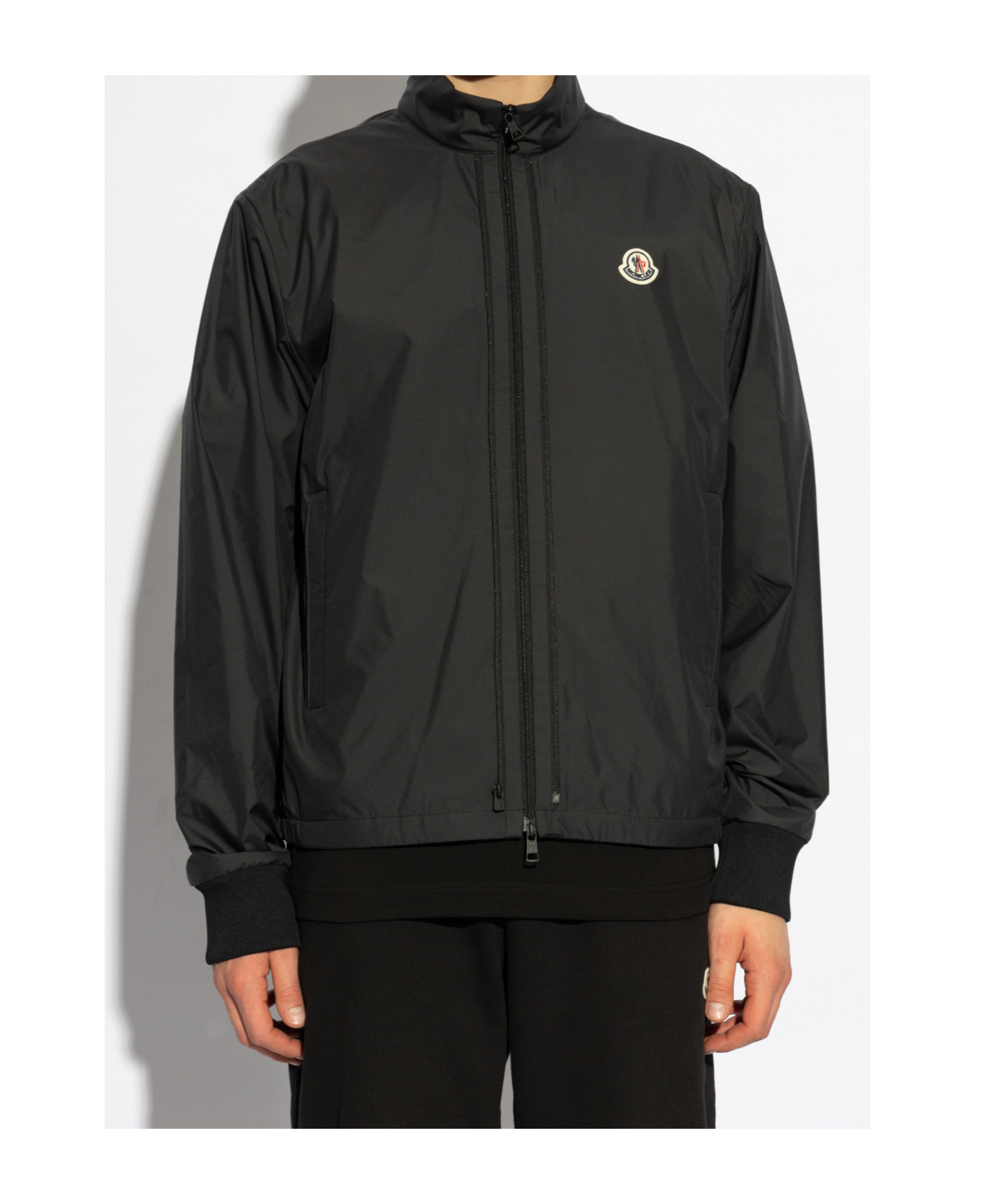 Moncler Down Jacket With Knit Sleeves In Black