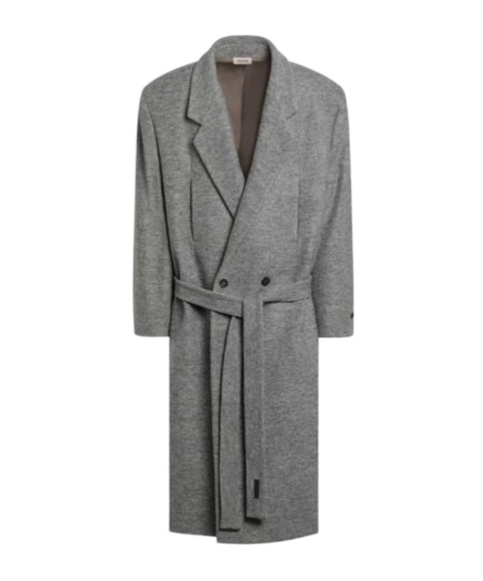 Fear Of God Grey Wool Double-breasted Coat In Gray