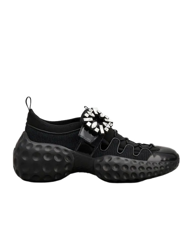 Roger Vivier Light Strass Sneakers Crystal-buckle Detail In Black