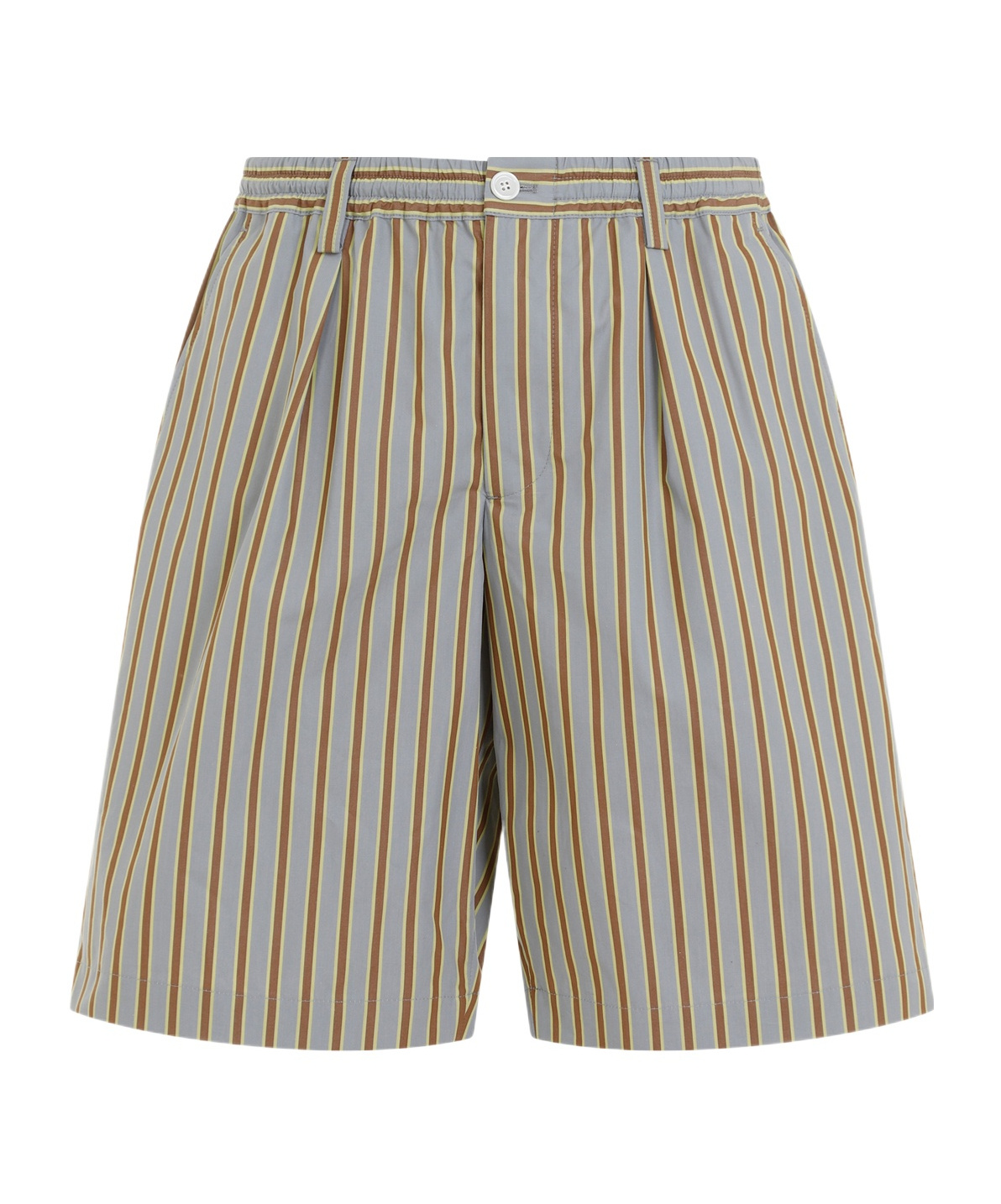 Shop Marni Striped Mid-rise Bermuda Shorts In Gray