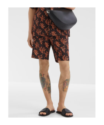 Fendi Brown Linen Shorts In Brown