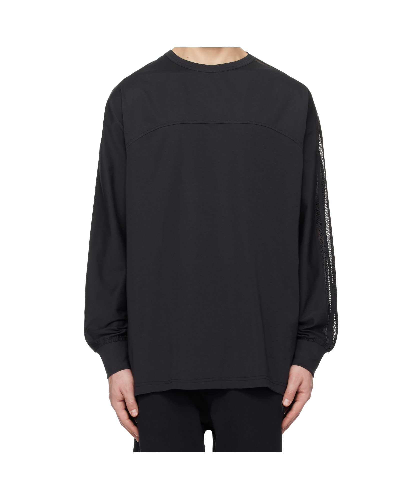 Y-3 Black Mesh Stripes Long Sleeve T-shirt In Black