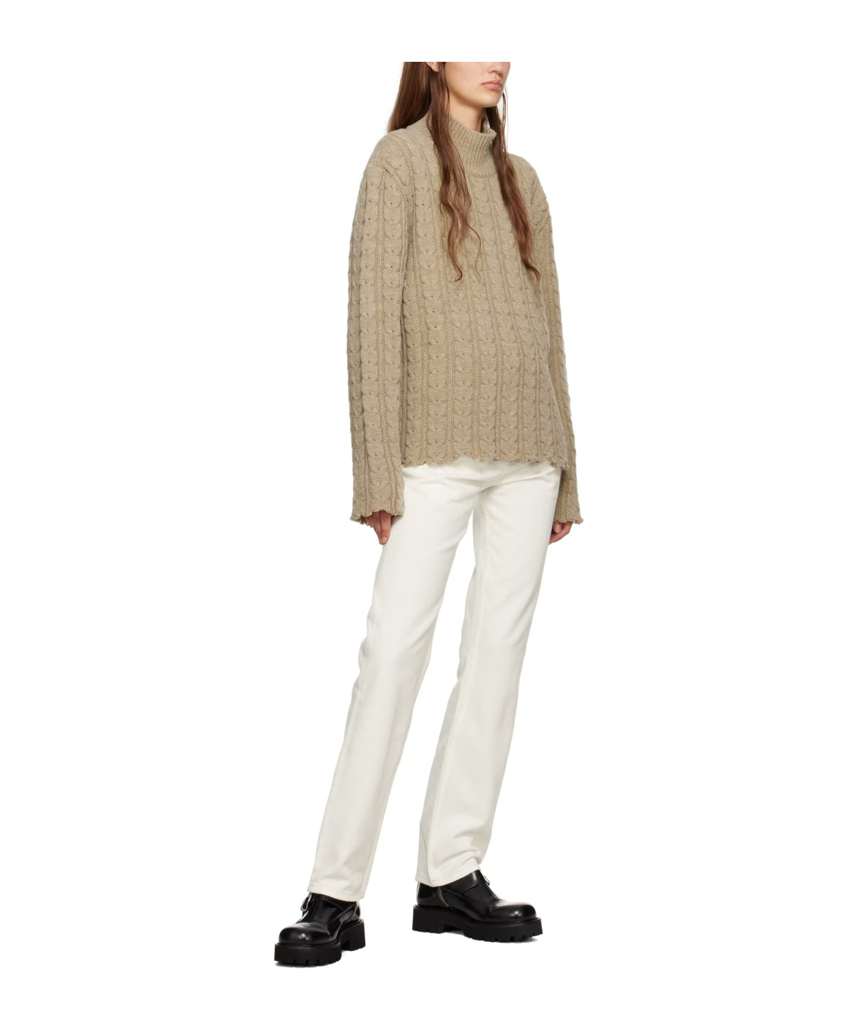 Shop Mm6 Maison Margiela Make An Old High-necked Sweater In Nude