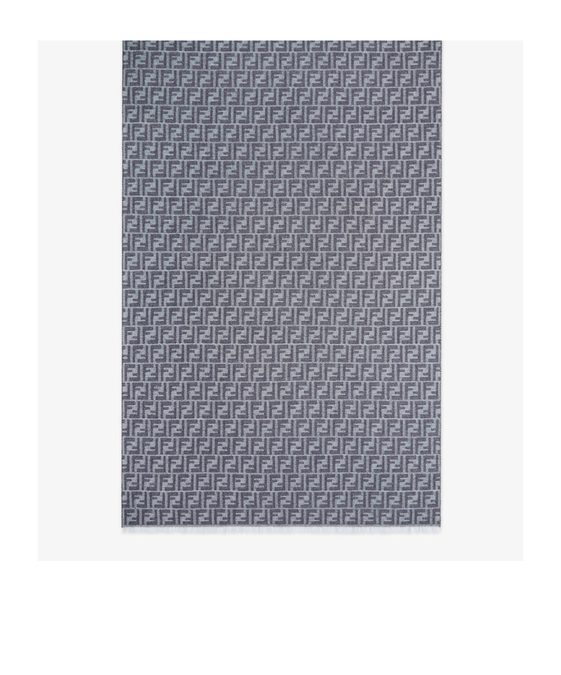 Fendi Ff Jacquard Frayed-edge Scarf In Gray