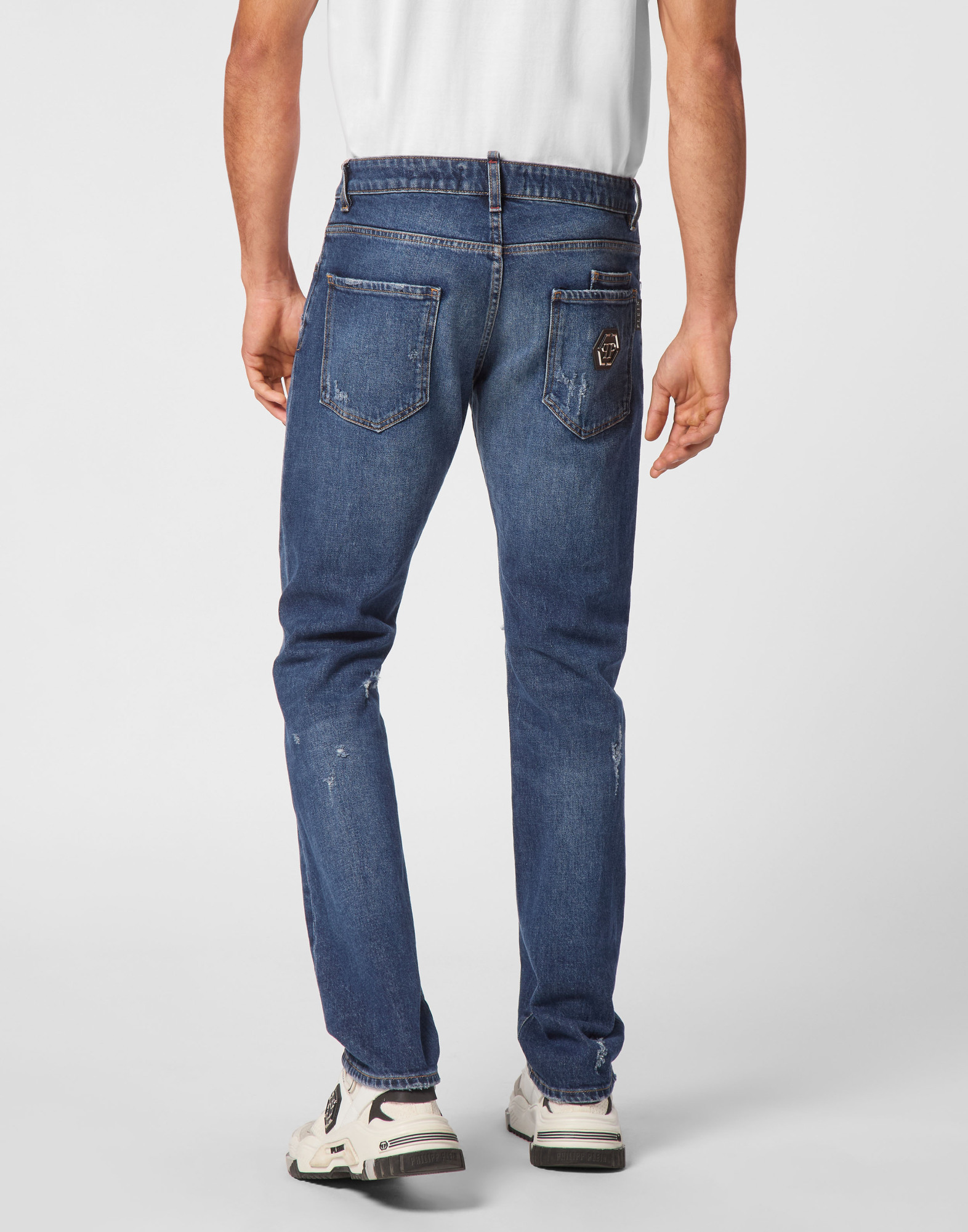 Philipp Plein Straight Supreme Jeans In Blue