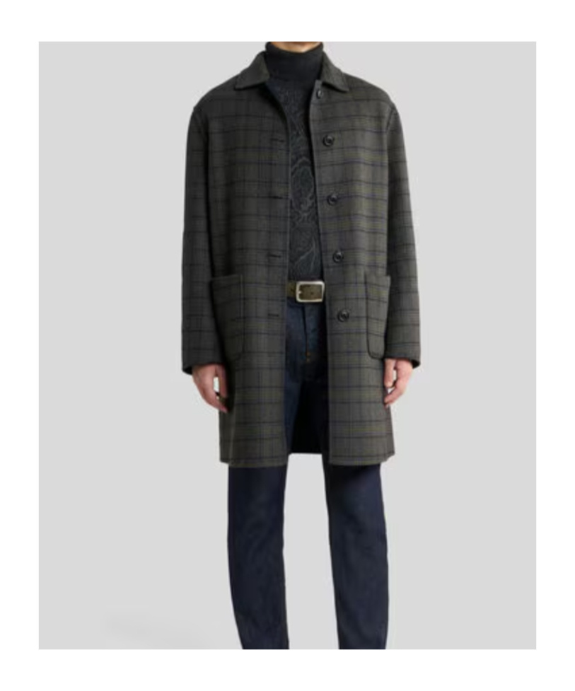 Etro Reversible Wool-blend Coat In Blue