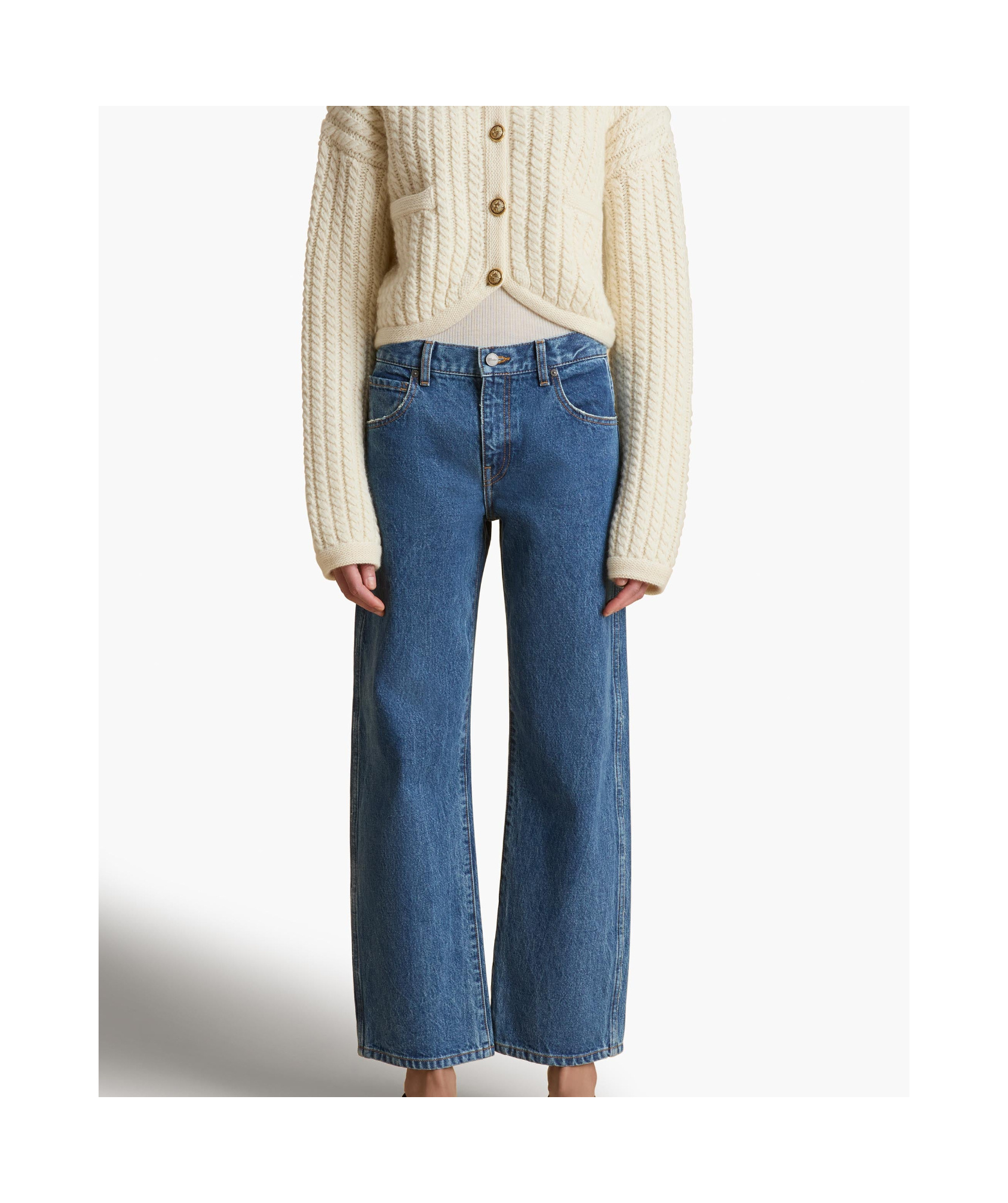 Khaite Kerrie Acid-wash Straight-leg Jeans In Blue